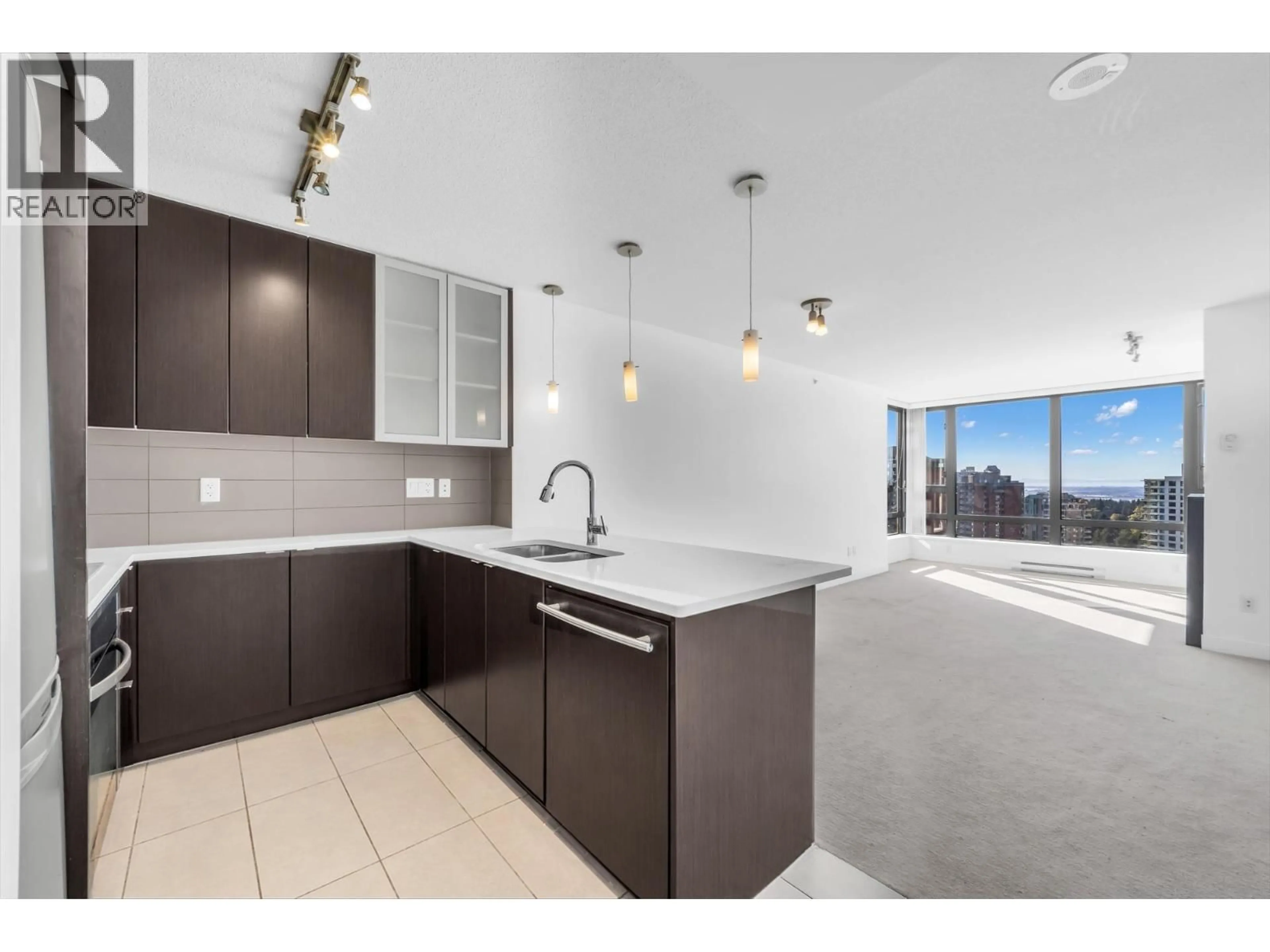 Open concept kitchen, ceramic/tile floor for 1907 - 7325 ARCOLA STREET, Burnaby British Columbia V5E0A8