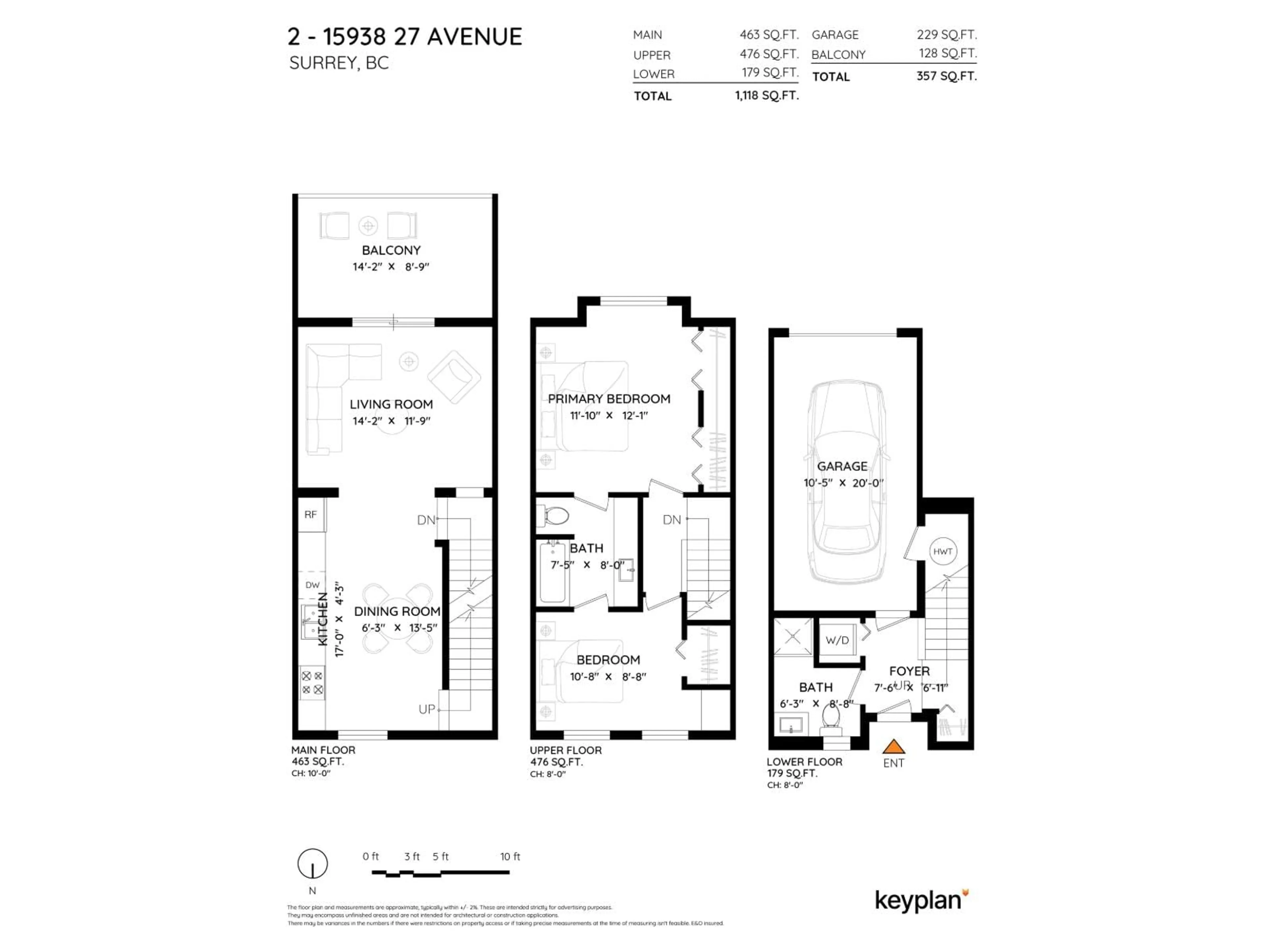 Floor plan for 2 - 15938 27 AVENUE, Surrey British Columbia V3Z0T2
