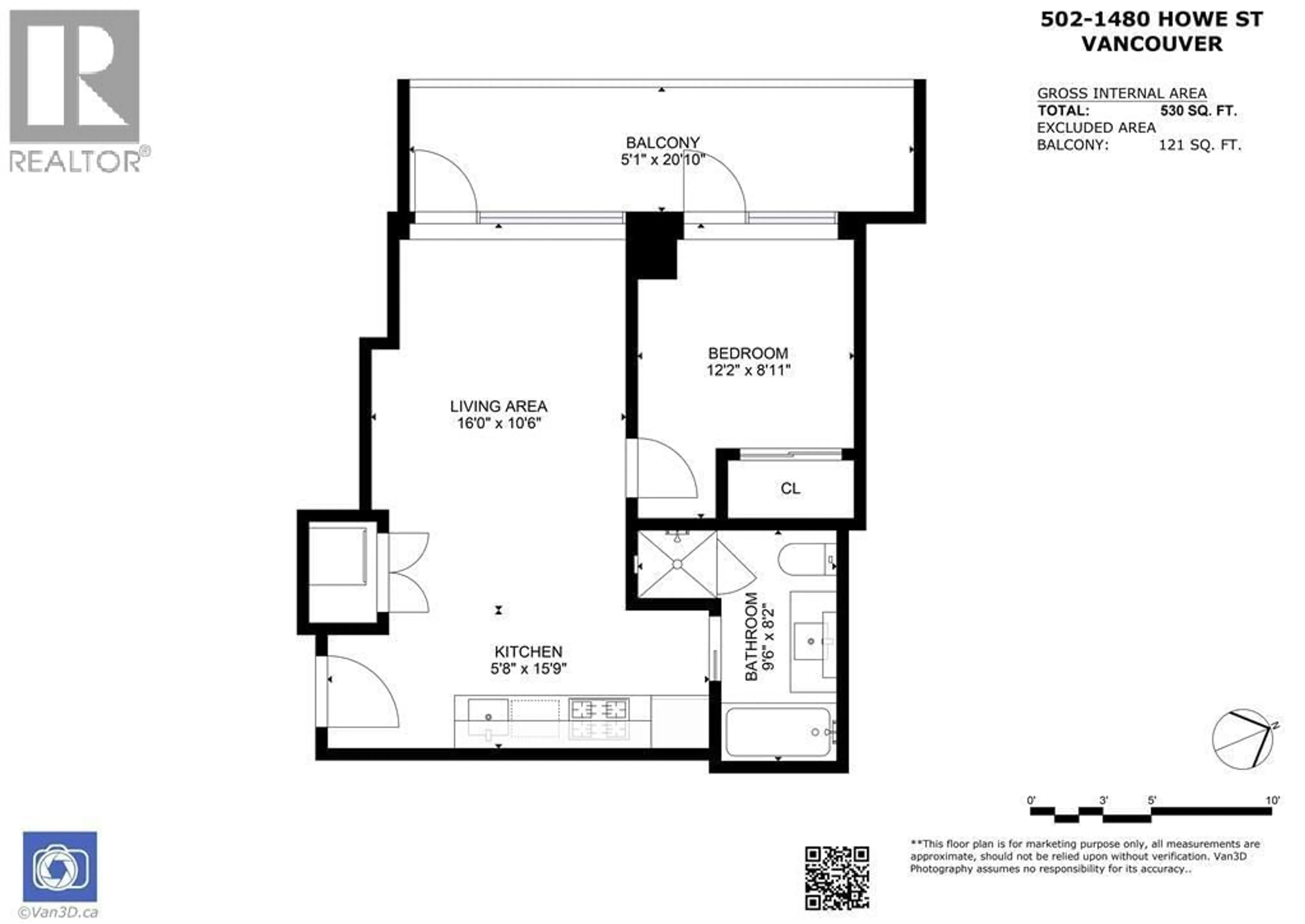 Floor plan for 502 - 1480 HOWE STREET, Vancouver British Columbia V6Z0G5