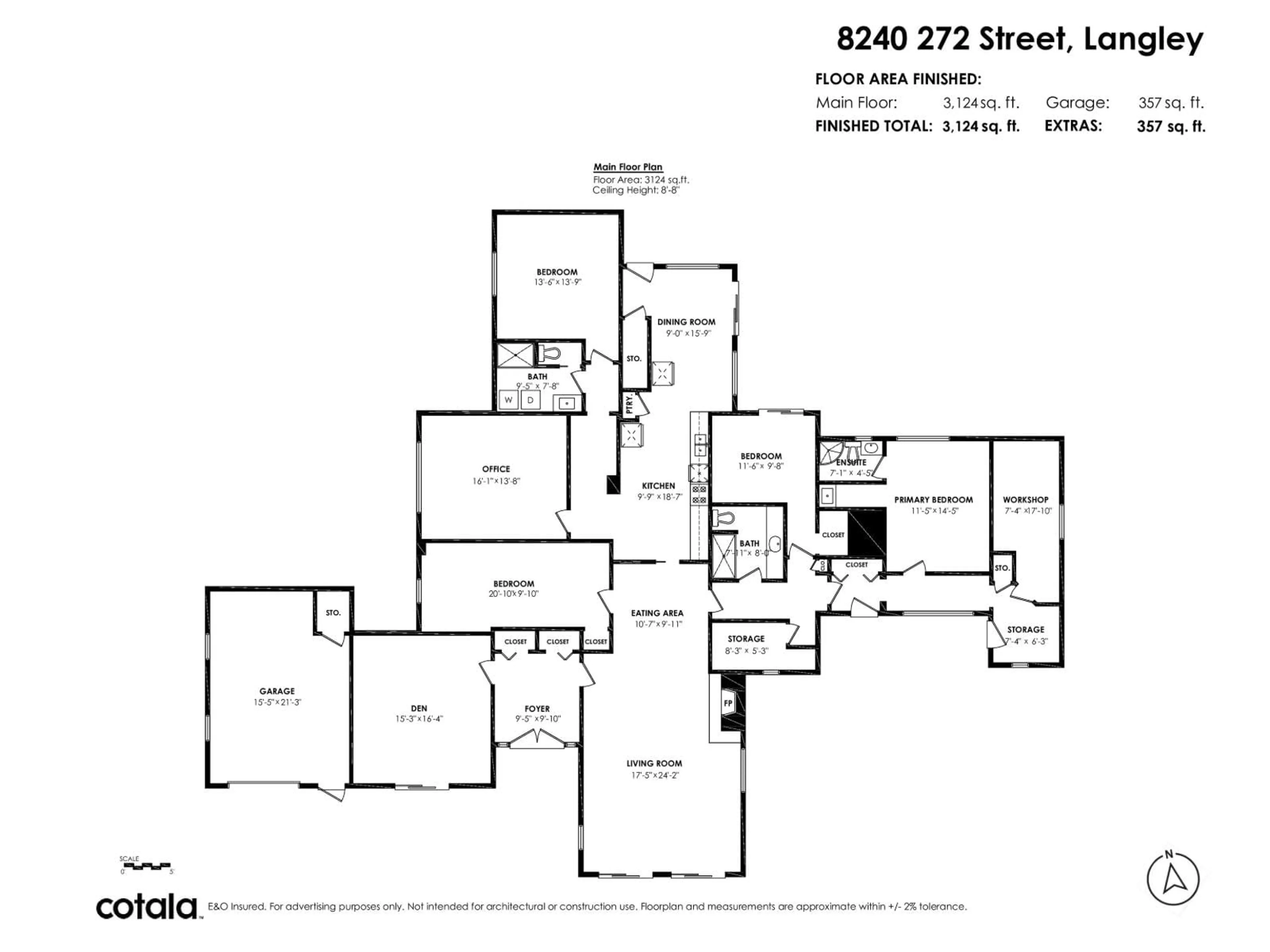Floor plan for 8240 272 STREET, Langley British Columbia V1M3L3