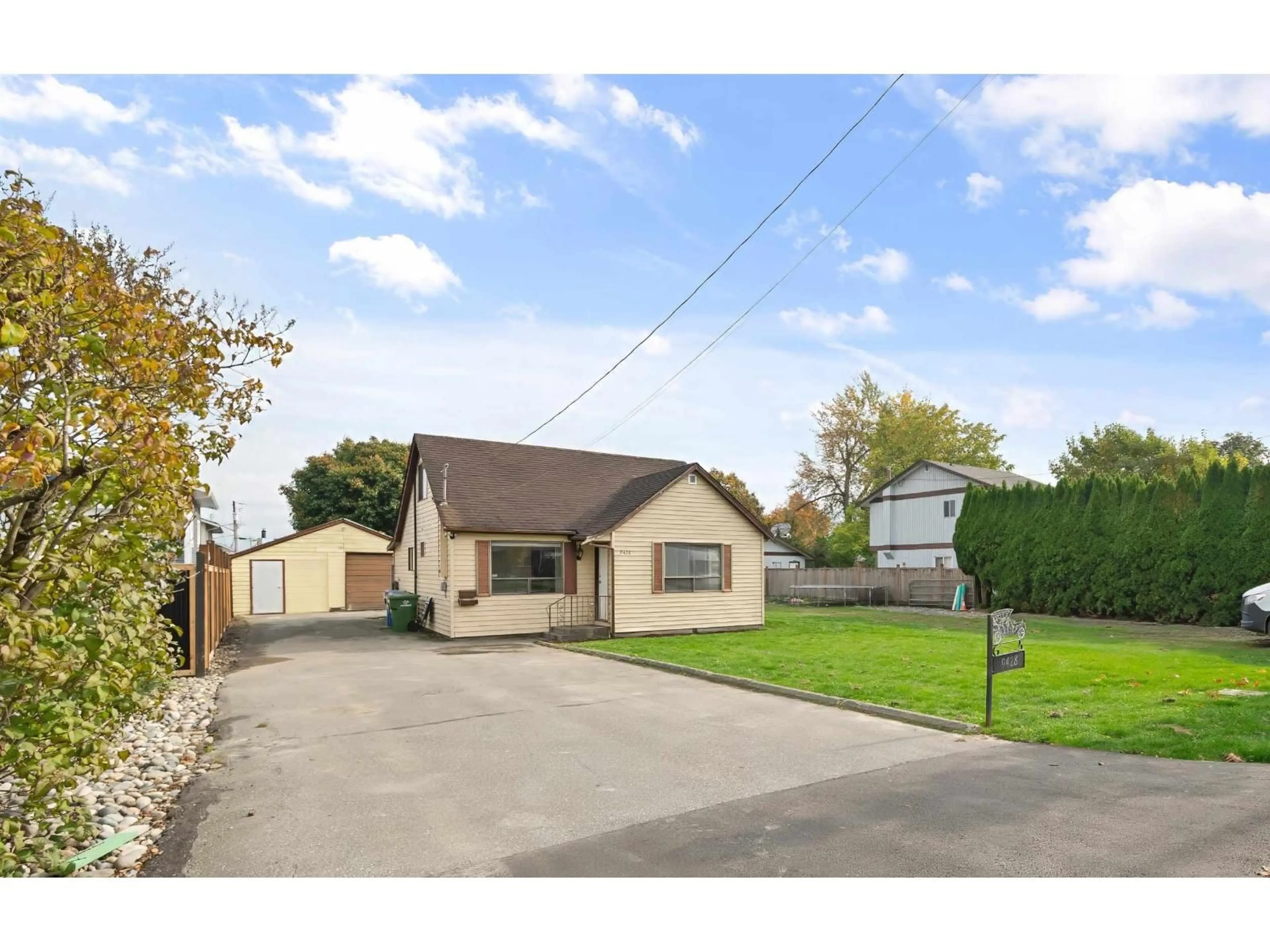 A pic from outside/outdoor area/front of a property/back of a property/a pic from drone, street for 9428 MCNAUGHT ROAD, Chilliwack British Columbia V2P6E8