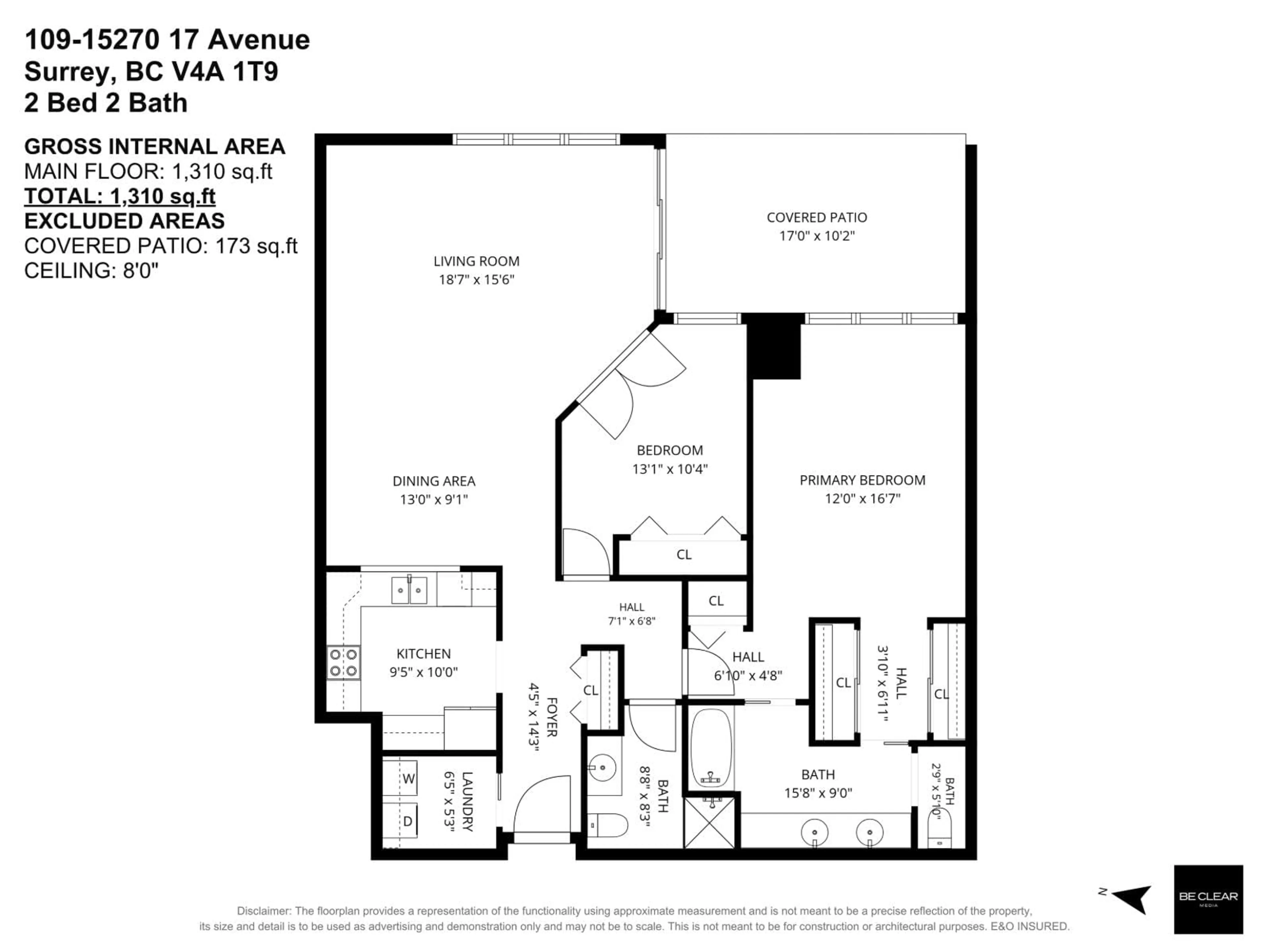 Floor plan for 109 - 15270 17 AVENUE, Surrey British Columbia V4A1T9