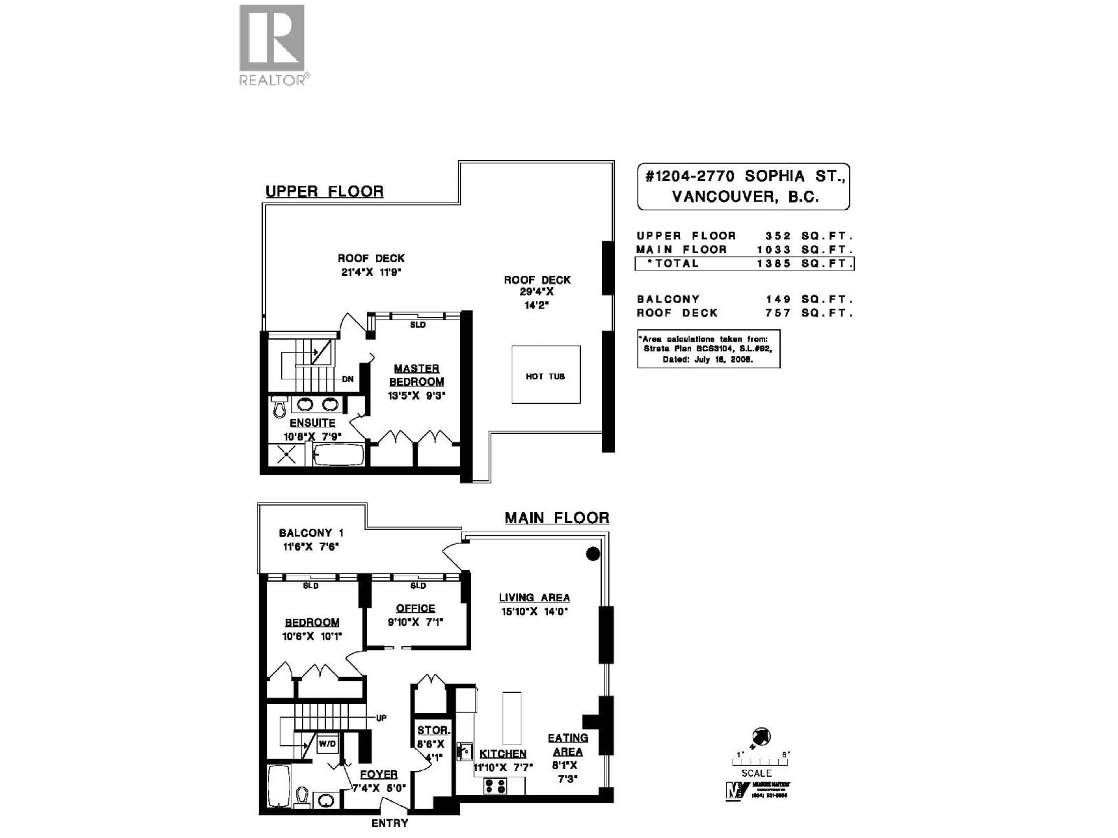 Floor plan for 1204 - 2770 SOPHIA STREET, Vancouver British Columbia V5T0A4