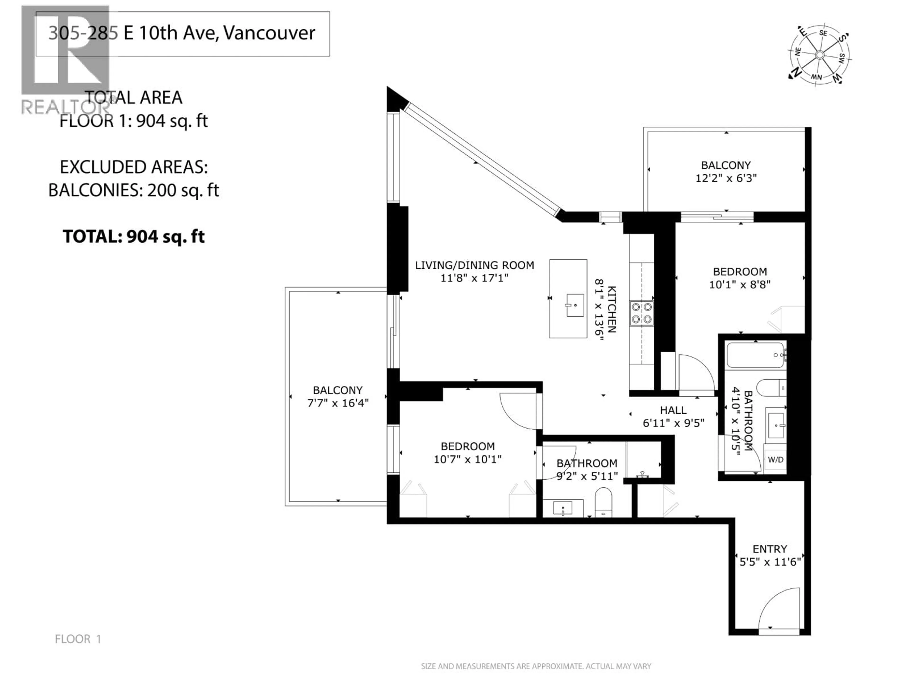 Floor plan for 305 - 285 10TH AVENUE, Vancouver British Columbia V5T0H6