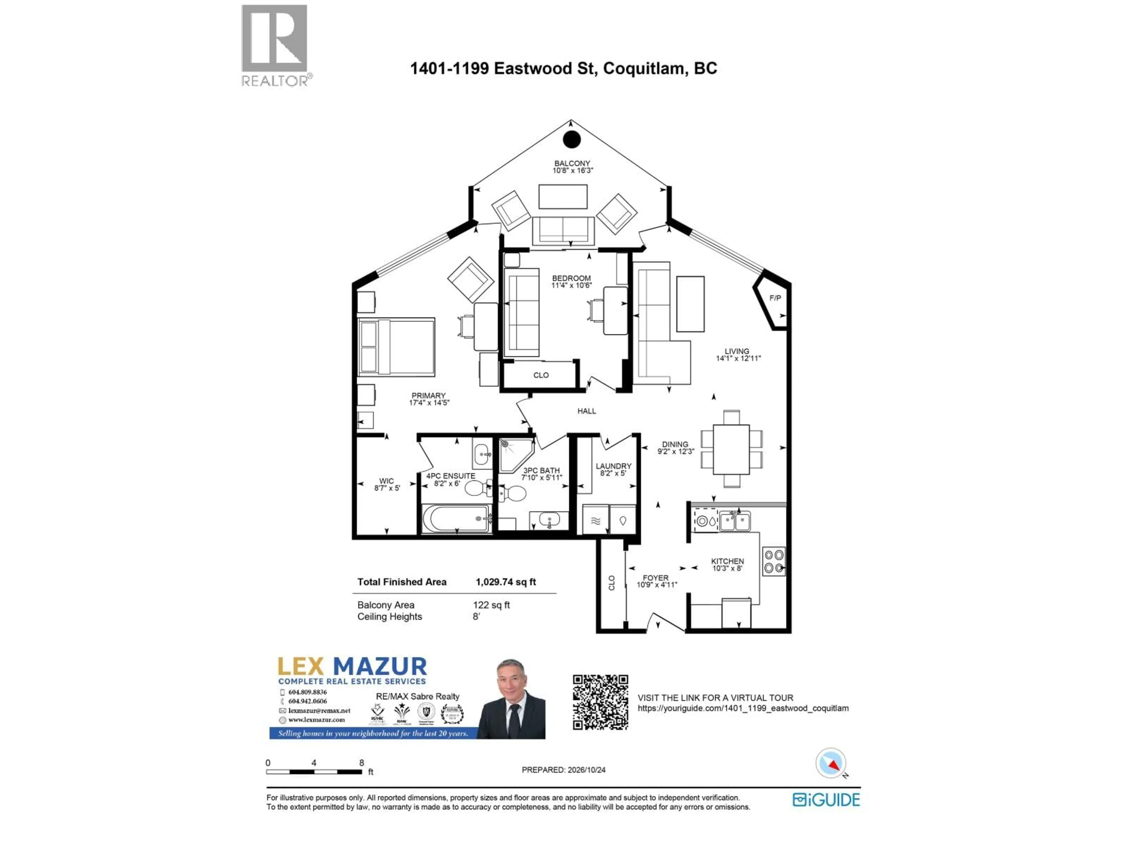 Floor plan for 1401 - 1199 EASTWOOD STREET, Coquitlam British Columbia V3B7W7