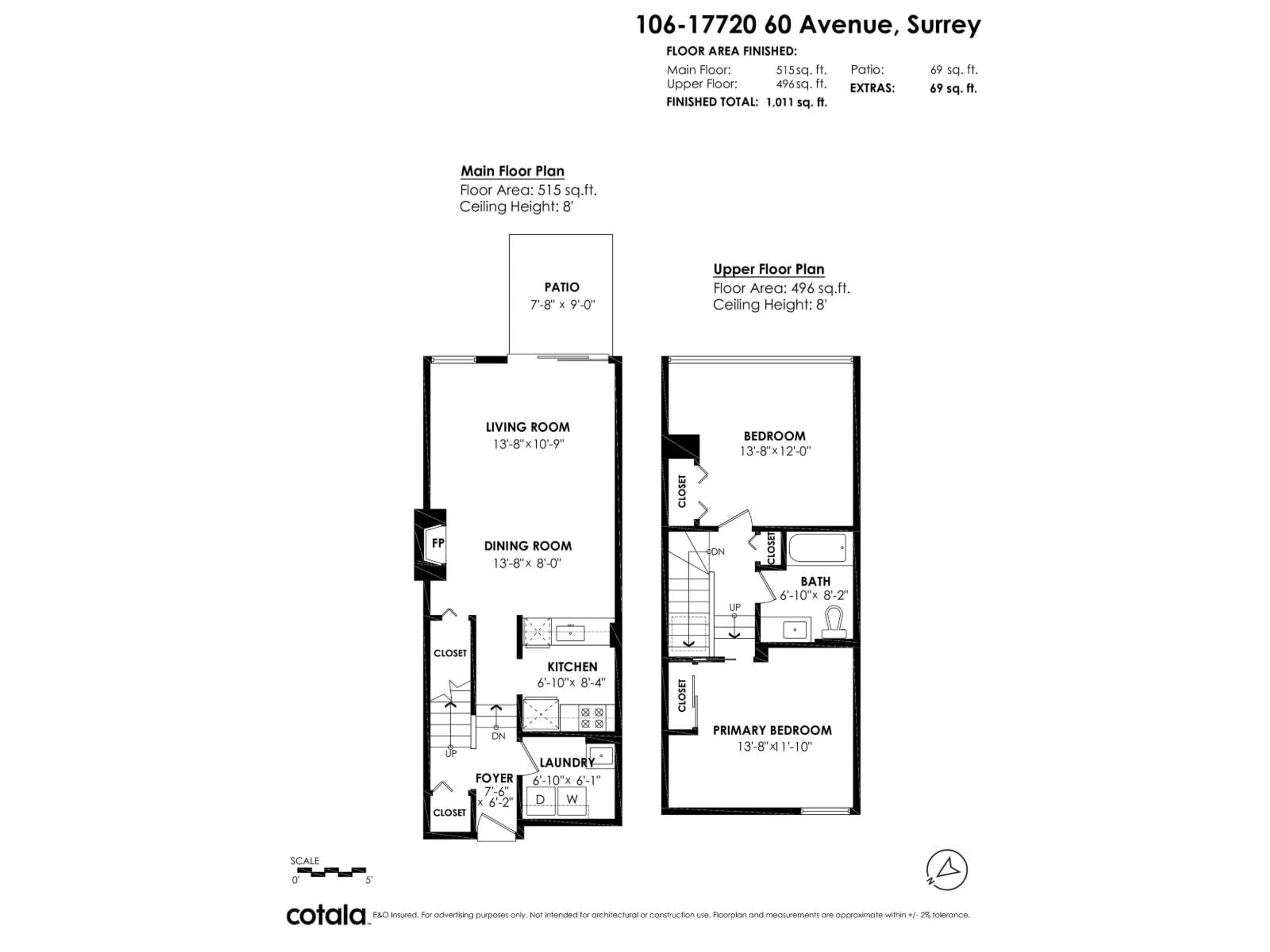Floor plan for 106 - 17720 60 AVENUE, Surrey British Columbia V3S1V2