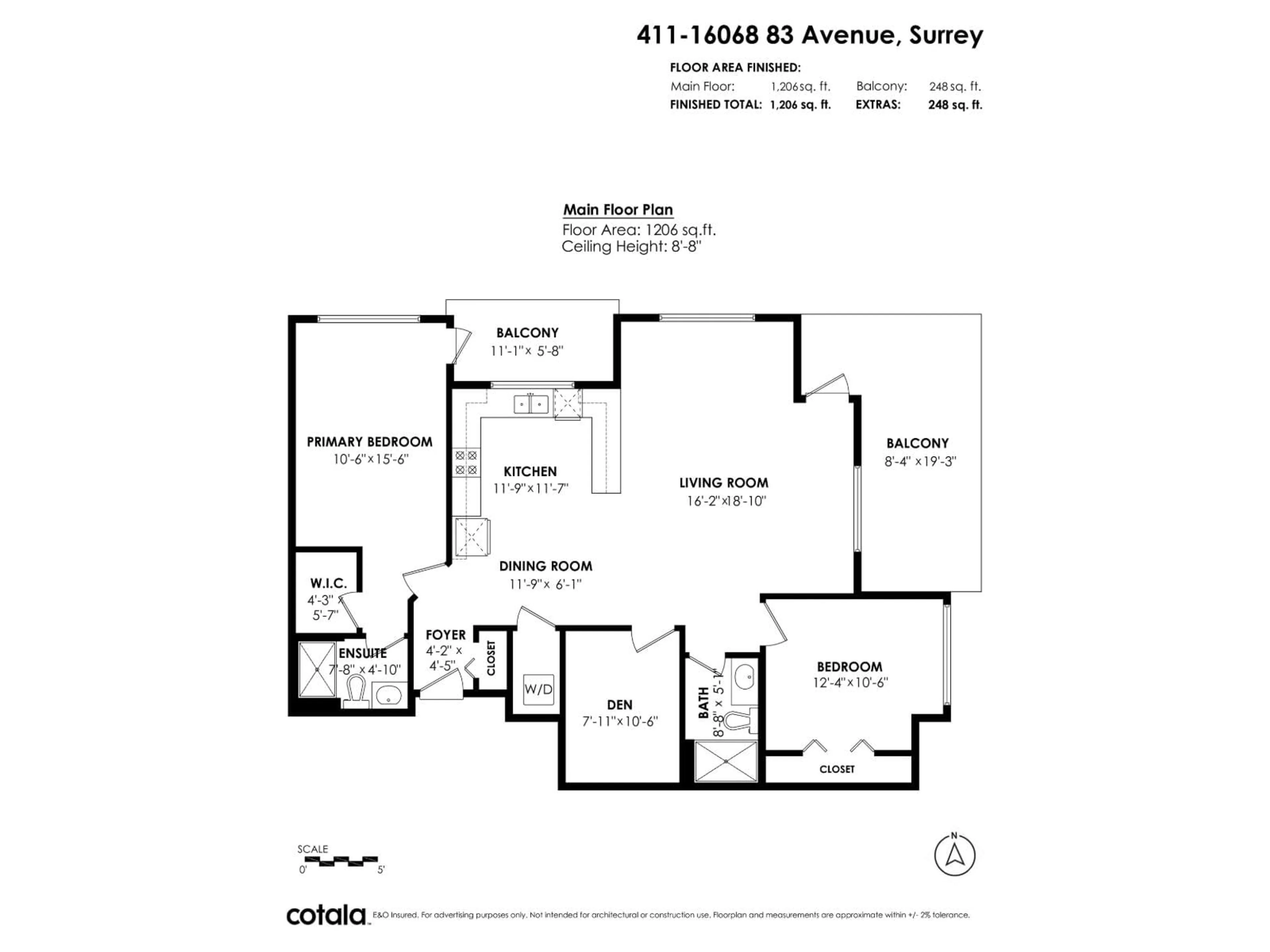Floor plan for 411 - 16068 83 AVENUE, Surrey British Columbia V4N0N2