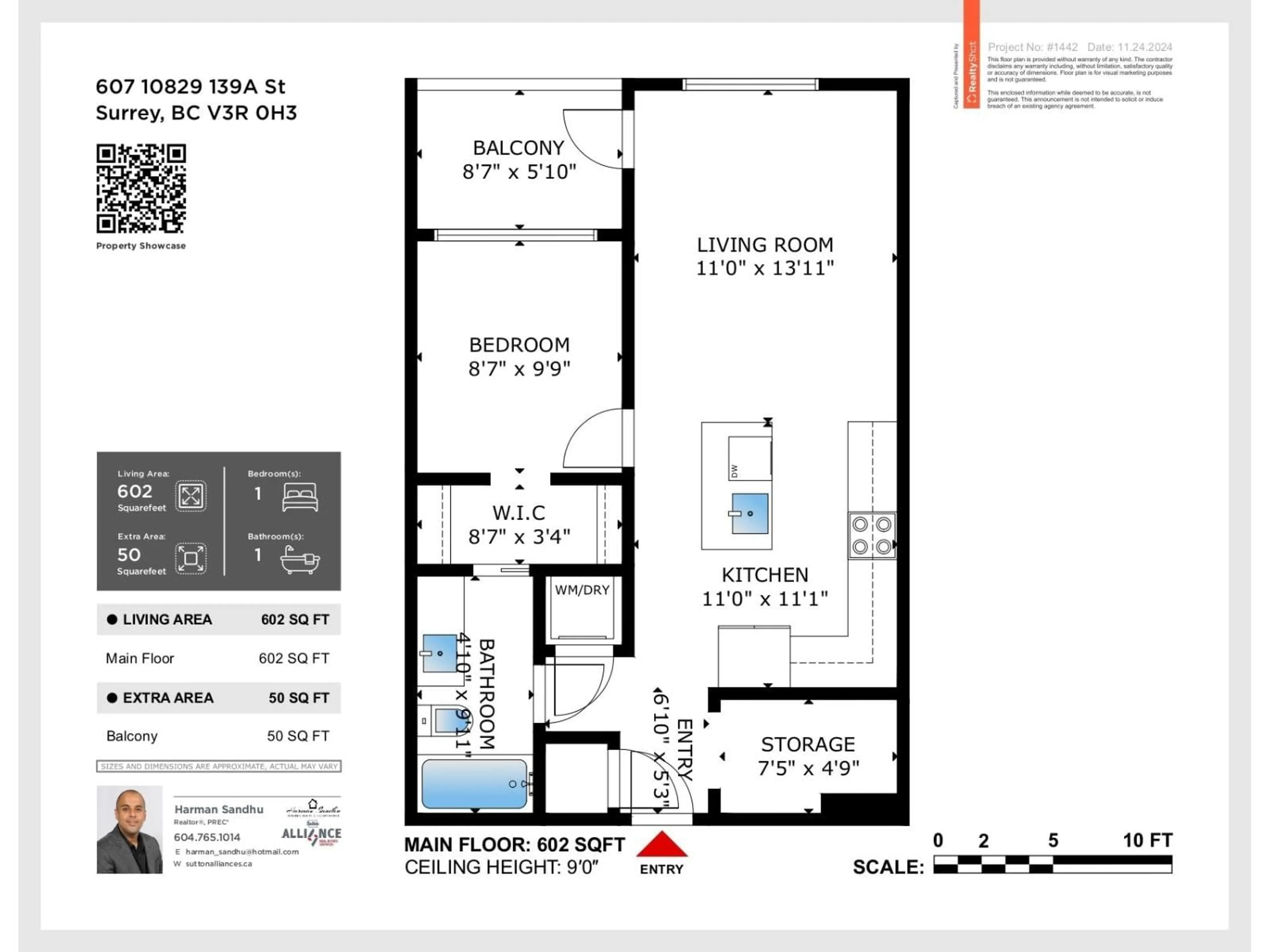 Floor plan for 607 - 10828 139A STREET, Surrey British Columbia V3R0H3