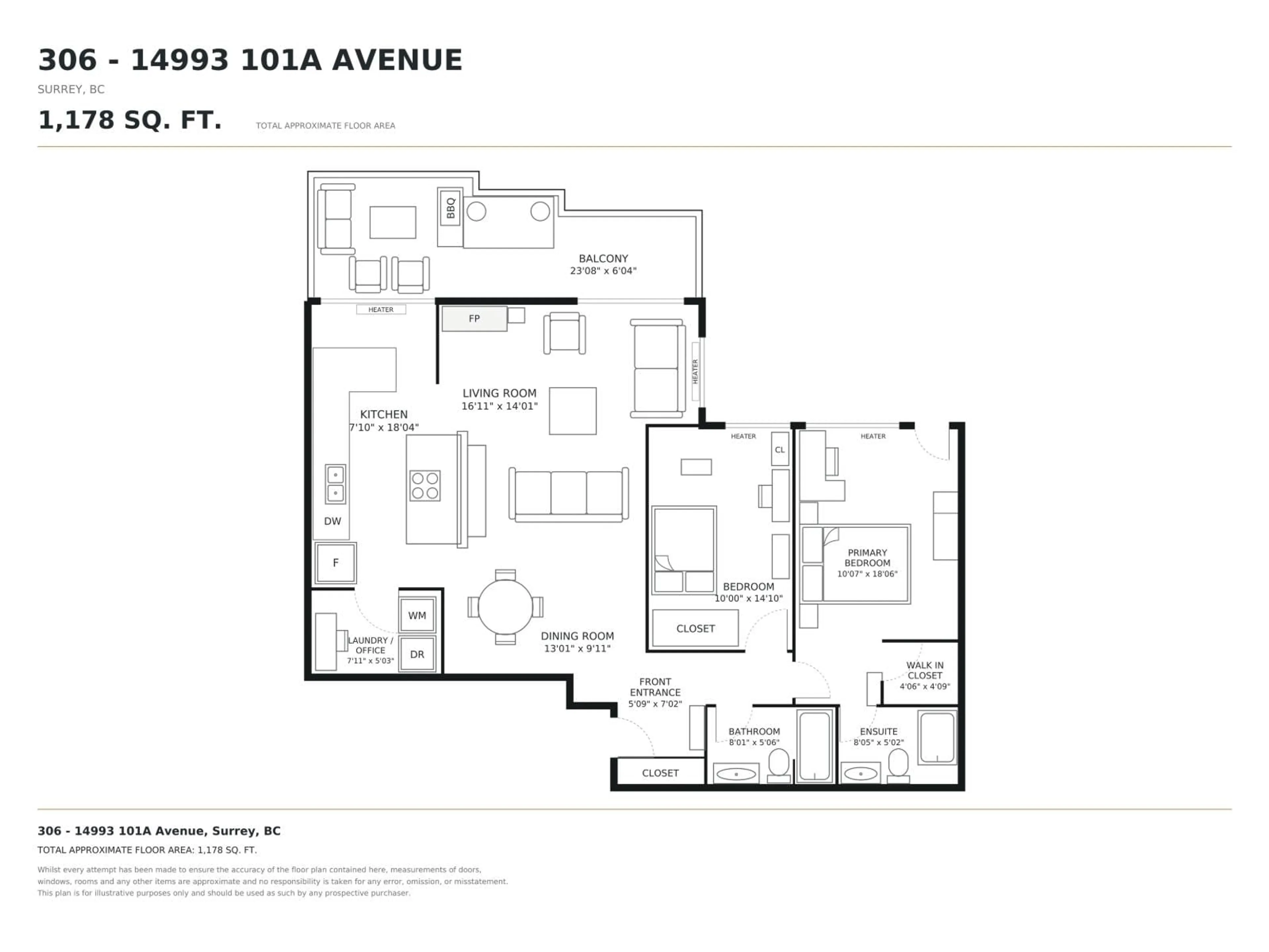Floor plan for 306 - 14993 101A AVENUE, Surrey British Columbia V3R0T1