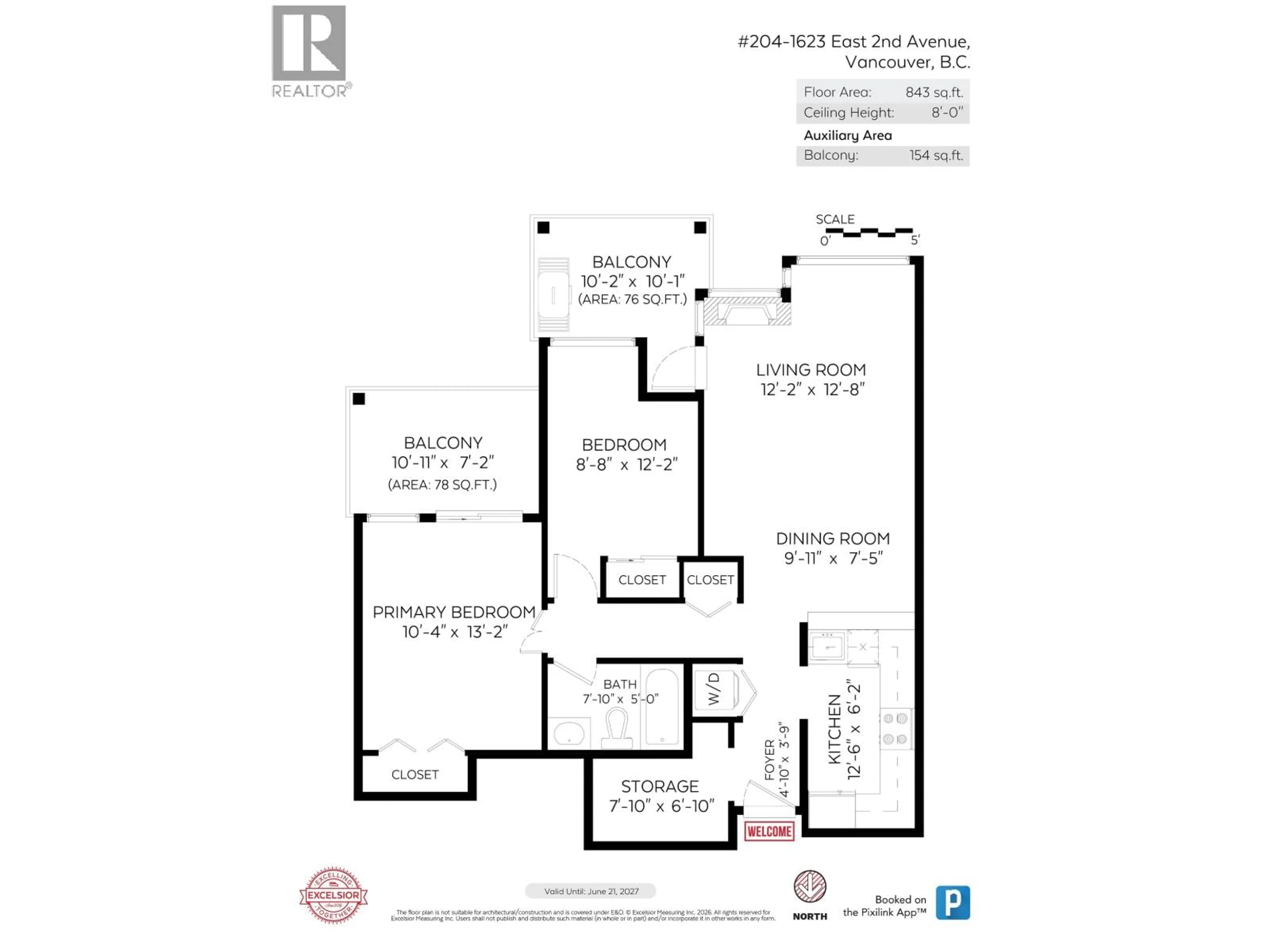 Floor plan for 204 - 1623 2ND AVENUE, Vancouver British Columbia V5N1E1