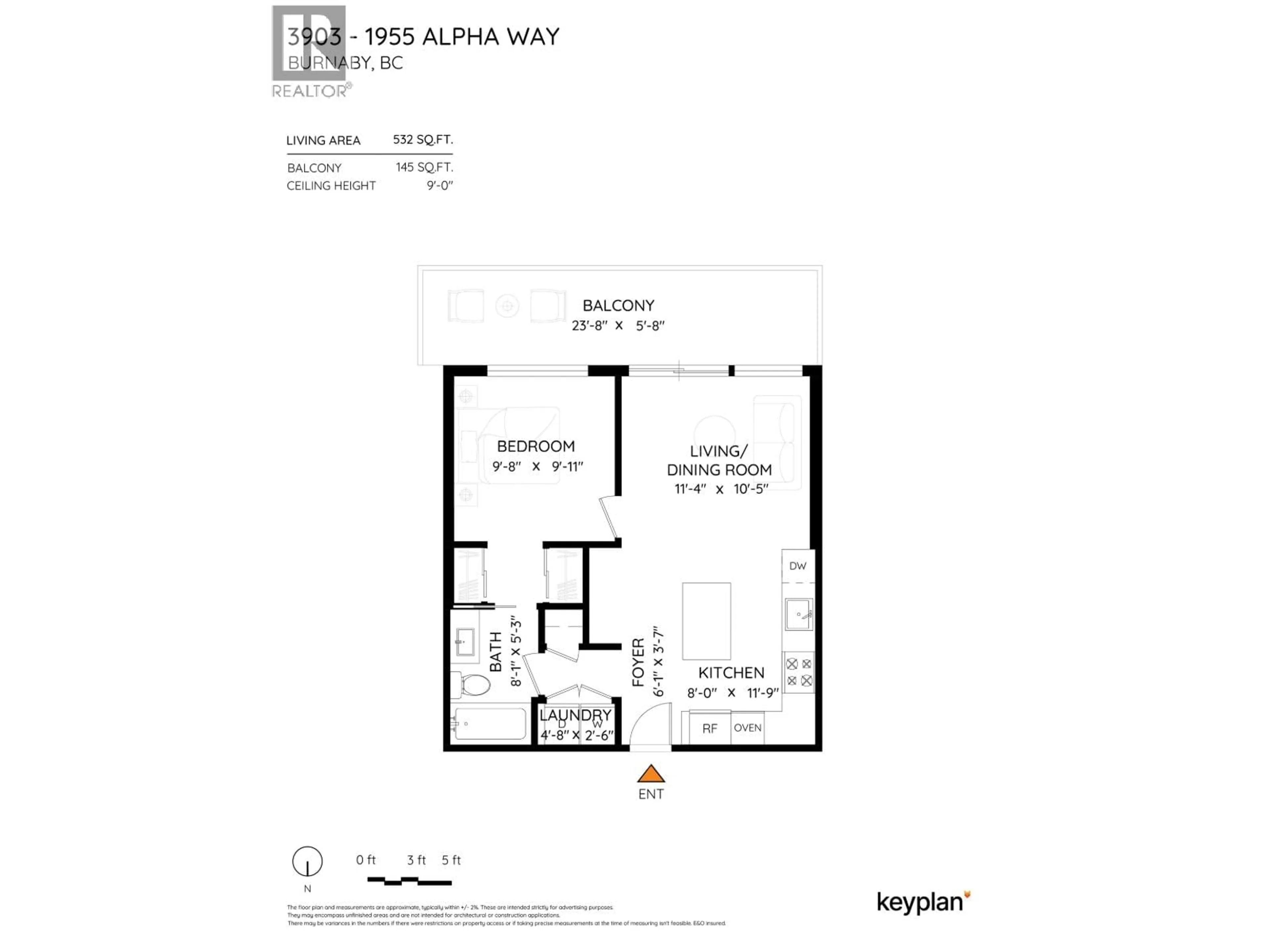 Floor plan for 3903 - 1955 ALPHA WAY, Burnaby British Columbia V5C0K6