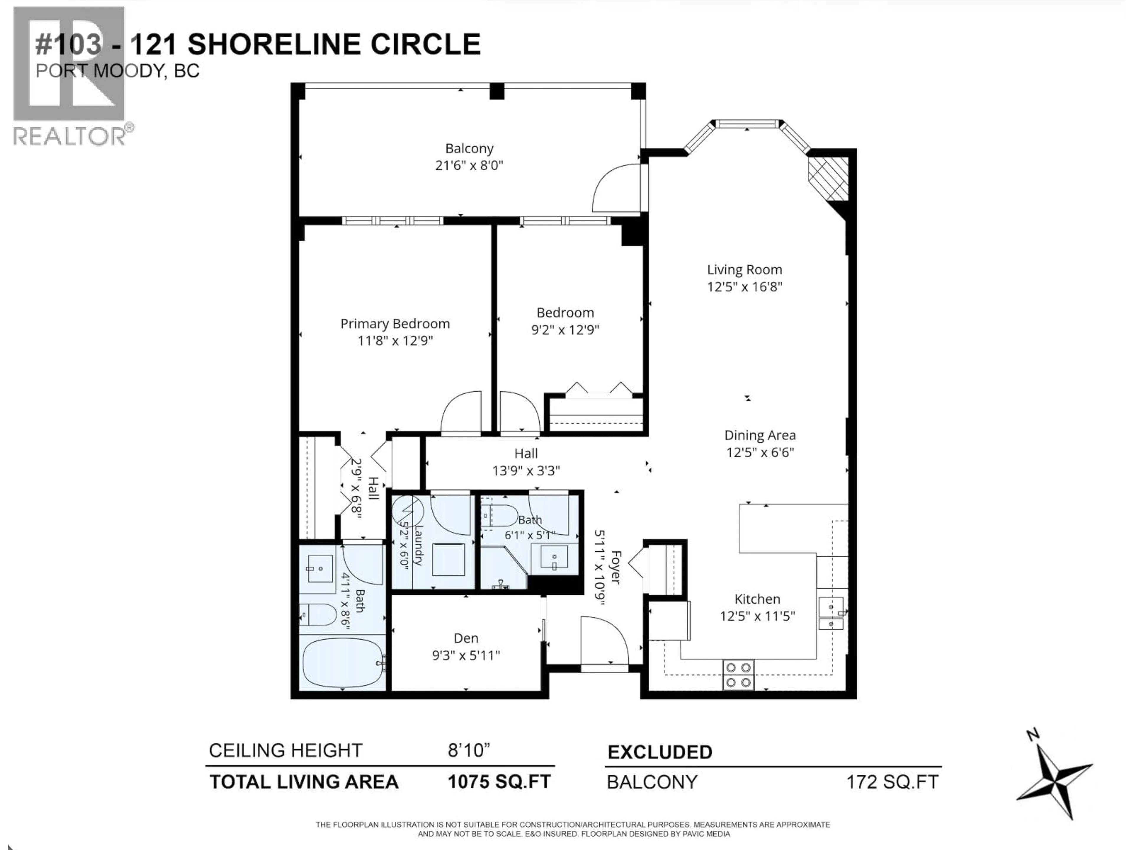 Floor plan for 103 - 121 SHORELINE CIRCLE, Port Moody British Columbia V3H5G2