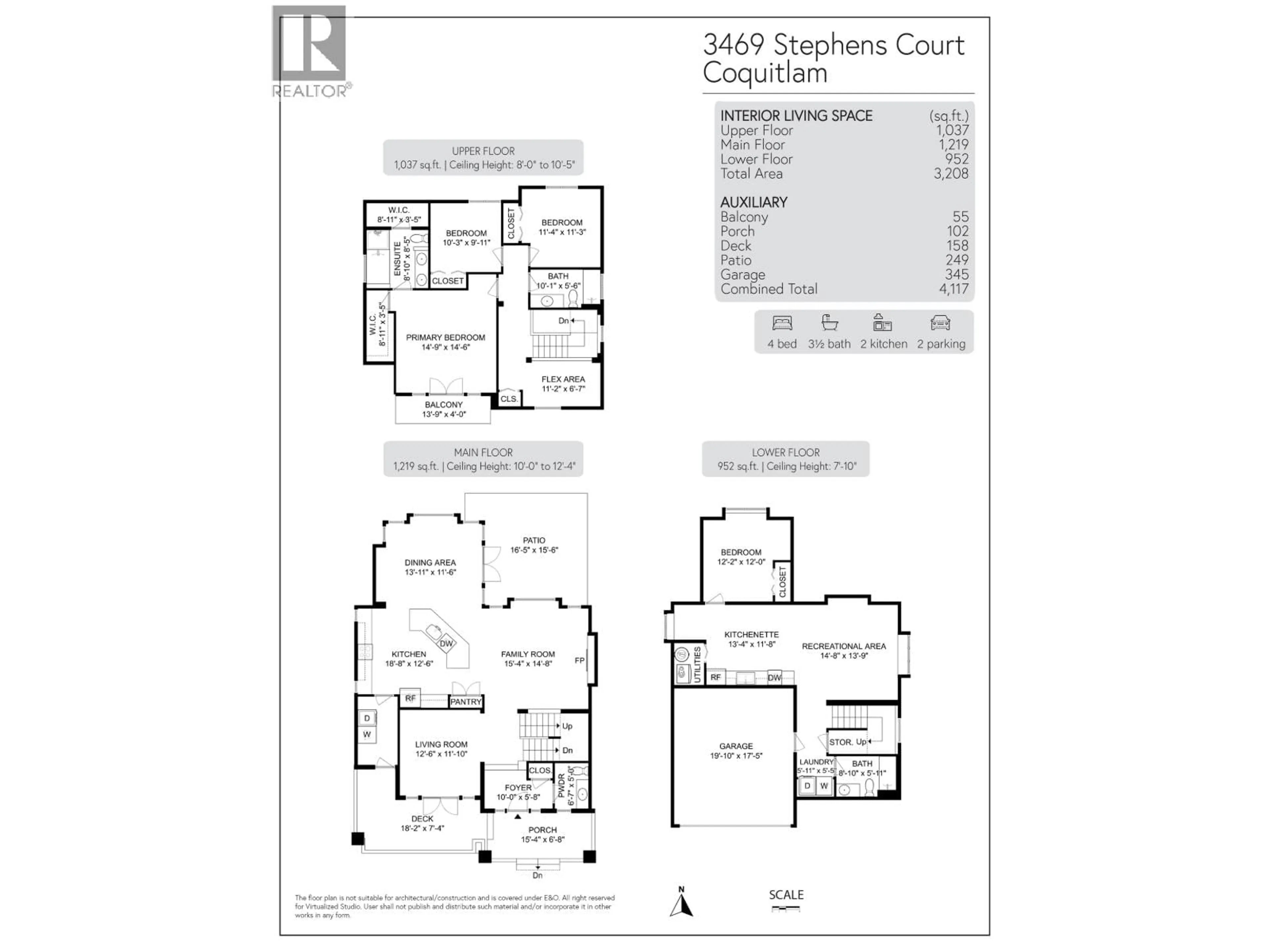 Floor plan for 3469 STEPHENS COURT, Coquitlam British Columbia V3E0H8