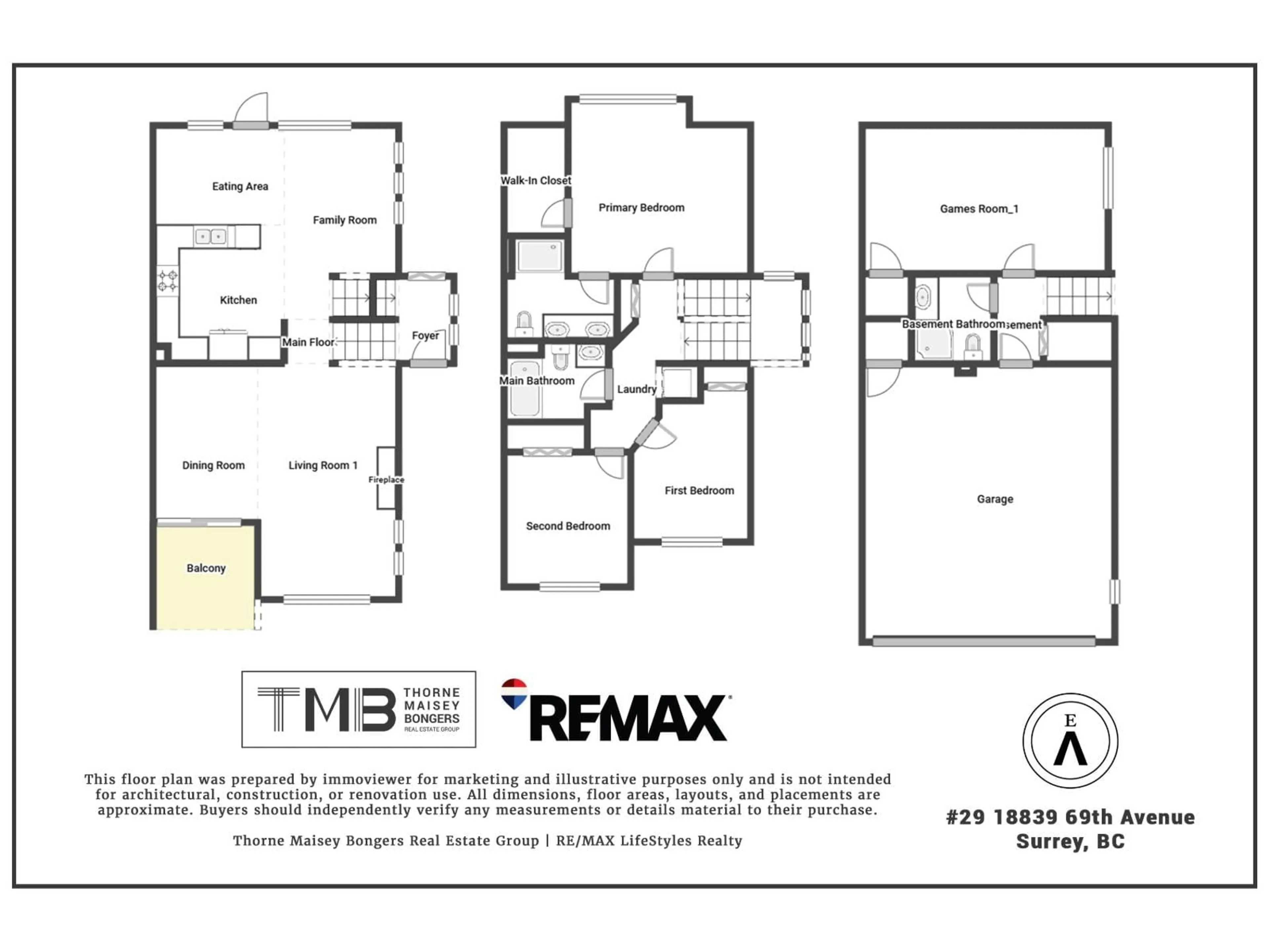 Floor plan for 29 - 18839 69 AVENUE, Surrey British Columbia V4N5S7