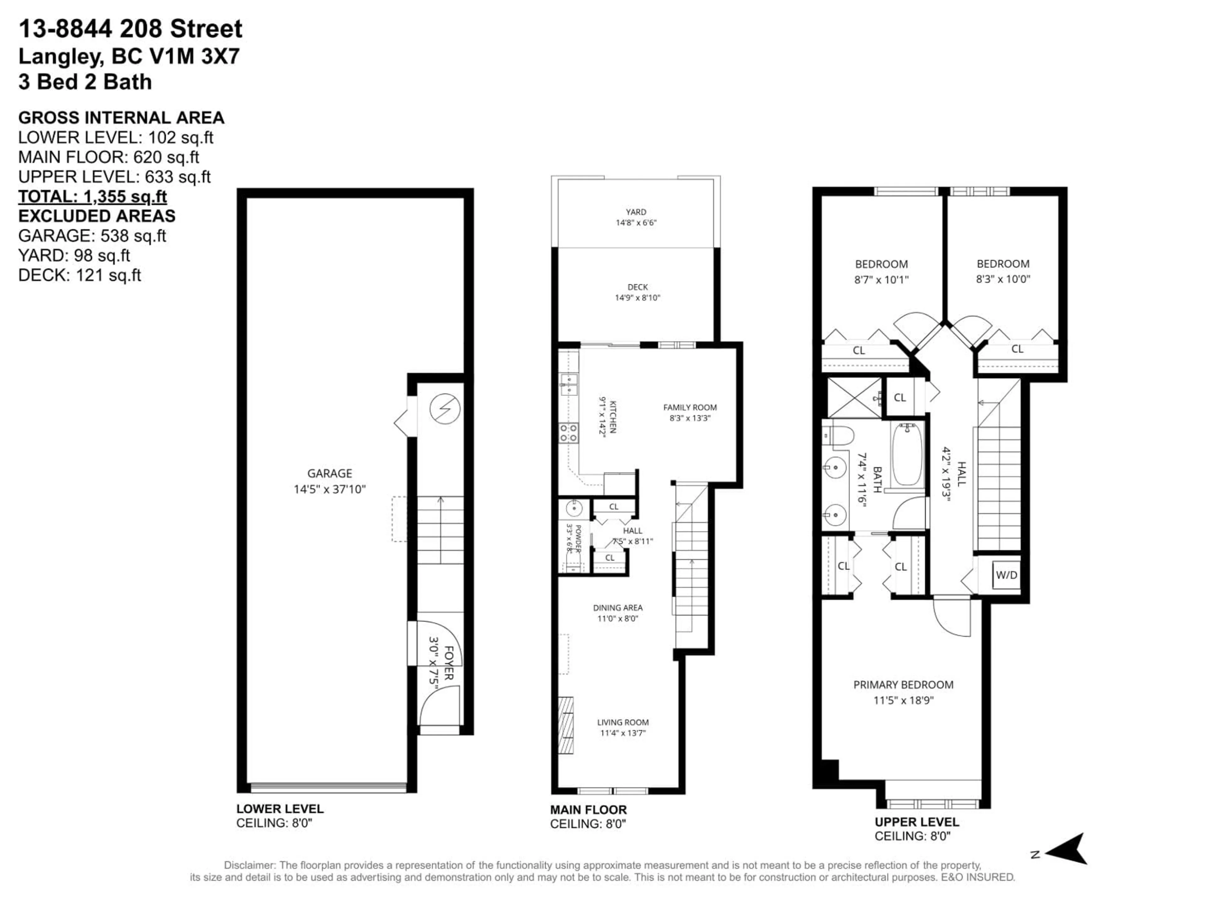Floor plan for 13 - 8844 208 STREET, Langley British Columbia V1M3X7
