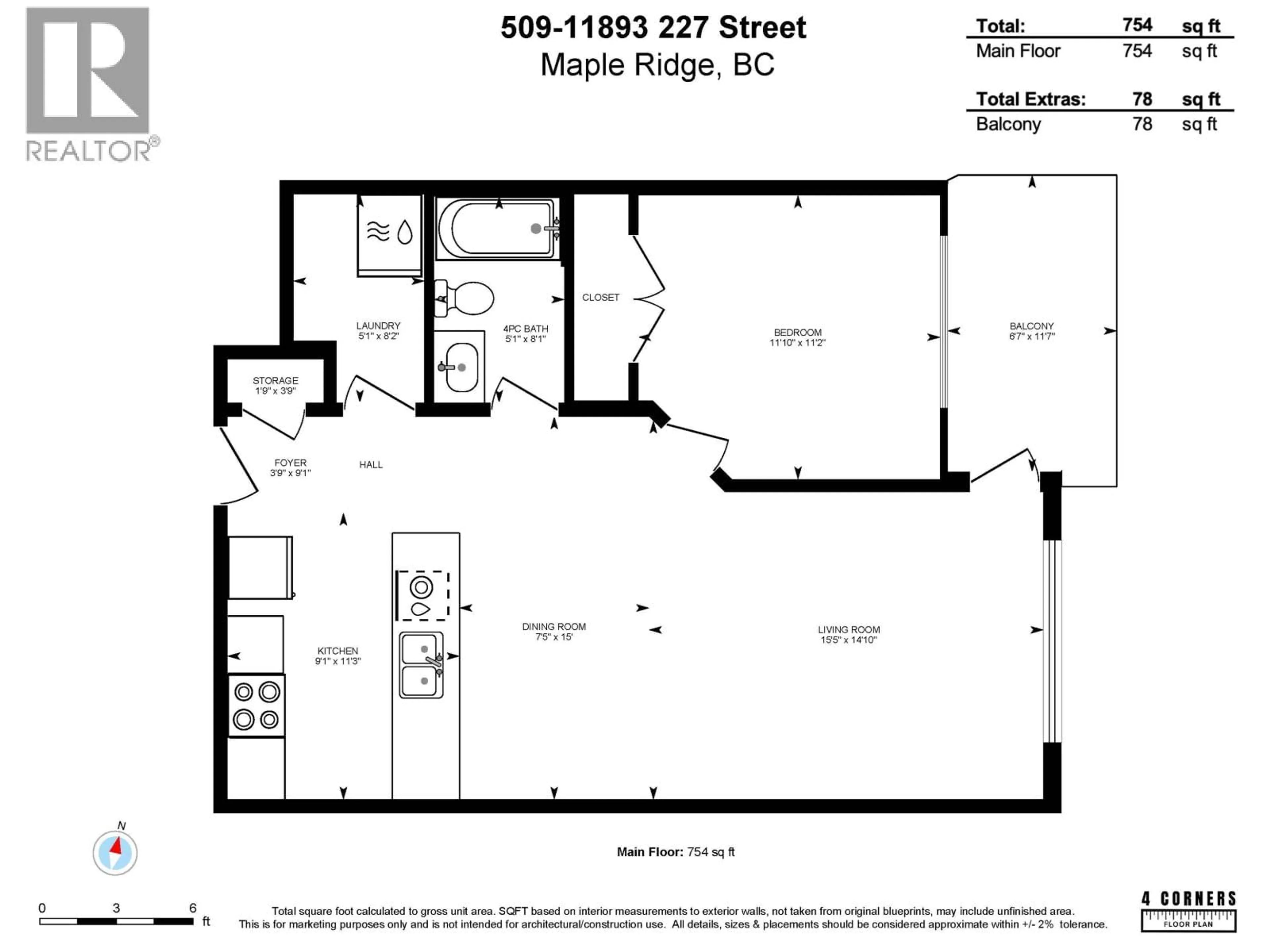 Floor plan for 509 - 11893 227 STREET, Maple Ridge British Columbia V2X6H9