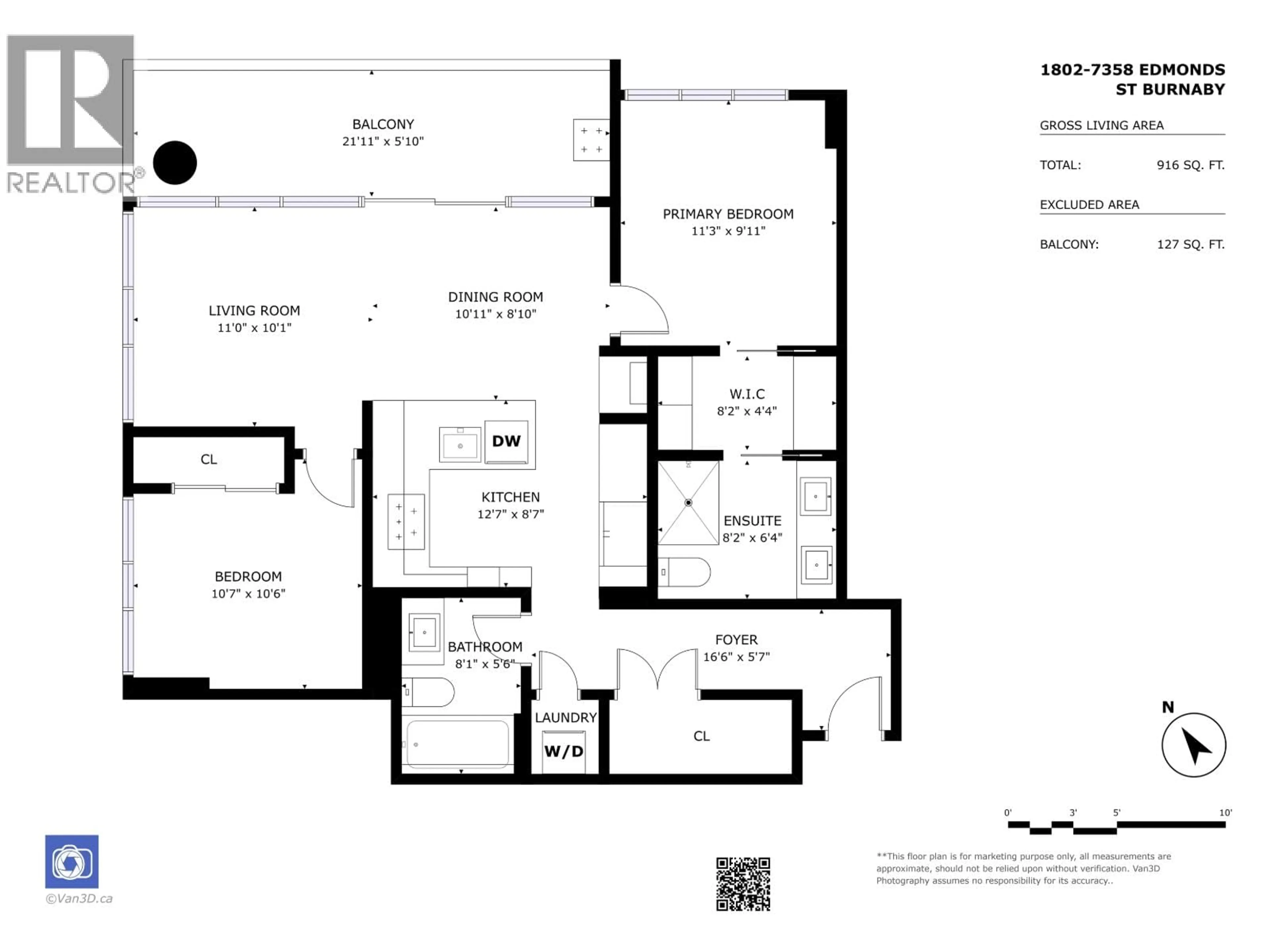 Floor plan for 1802 - 7358 EDMONDS STREET, Burnaby British Columbia V3N0H1