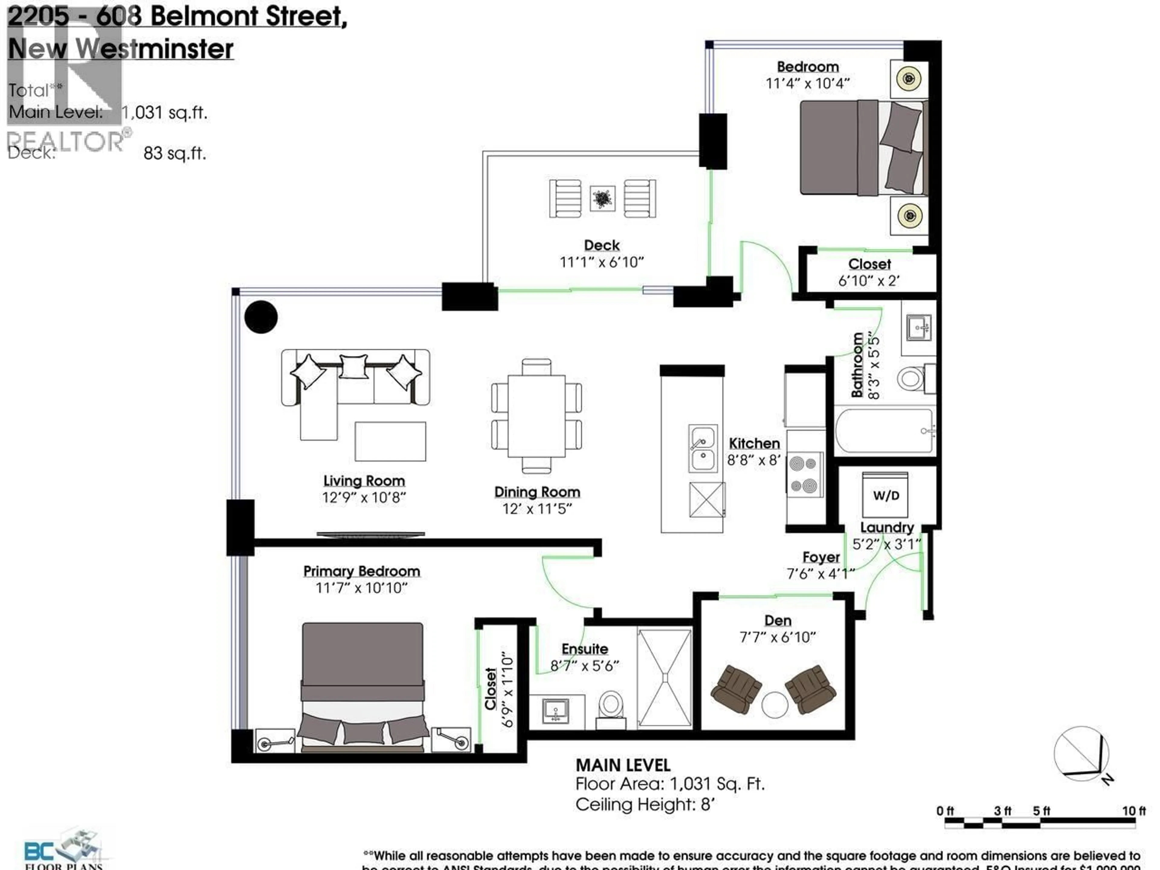 Floor plan for 2205 - 608 BELMONT STREET, New Westminster British Columbia V3M0G8