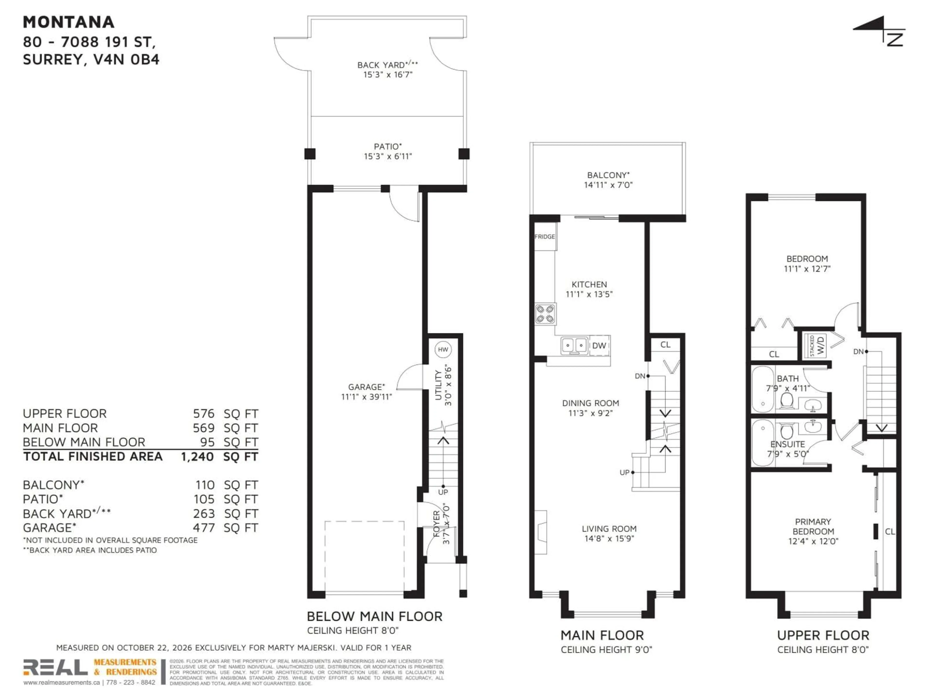 Floor plan for 80 - 7088 191 STREET, Surrey British Columbia V4N0B4