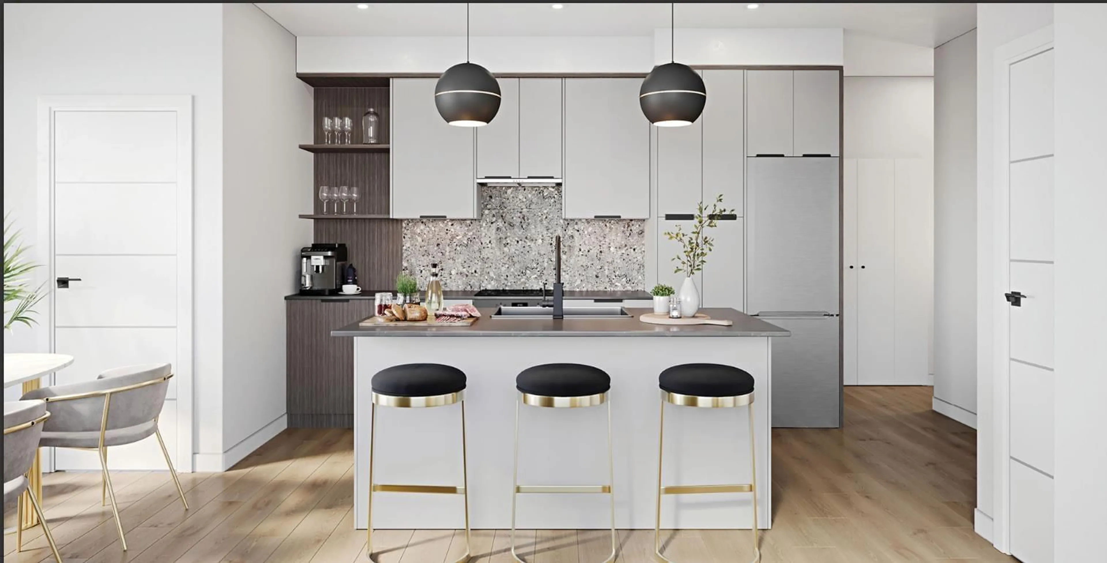 Contemporary kitchen, ceramic/tile floor for 103 - 14398 60 AVENUE, Surrey British Columbia V3X2N5