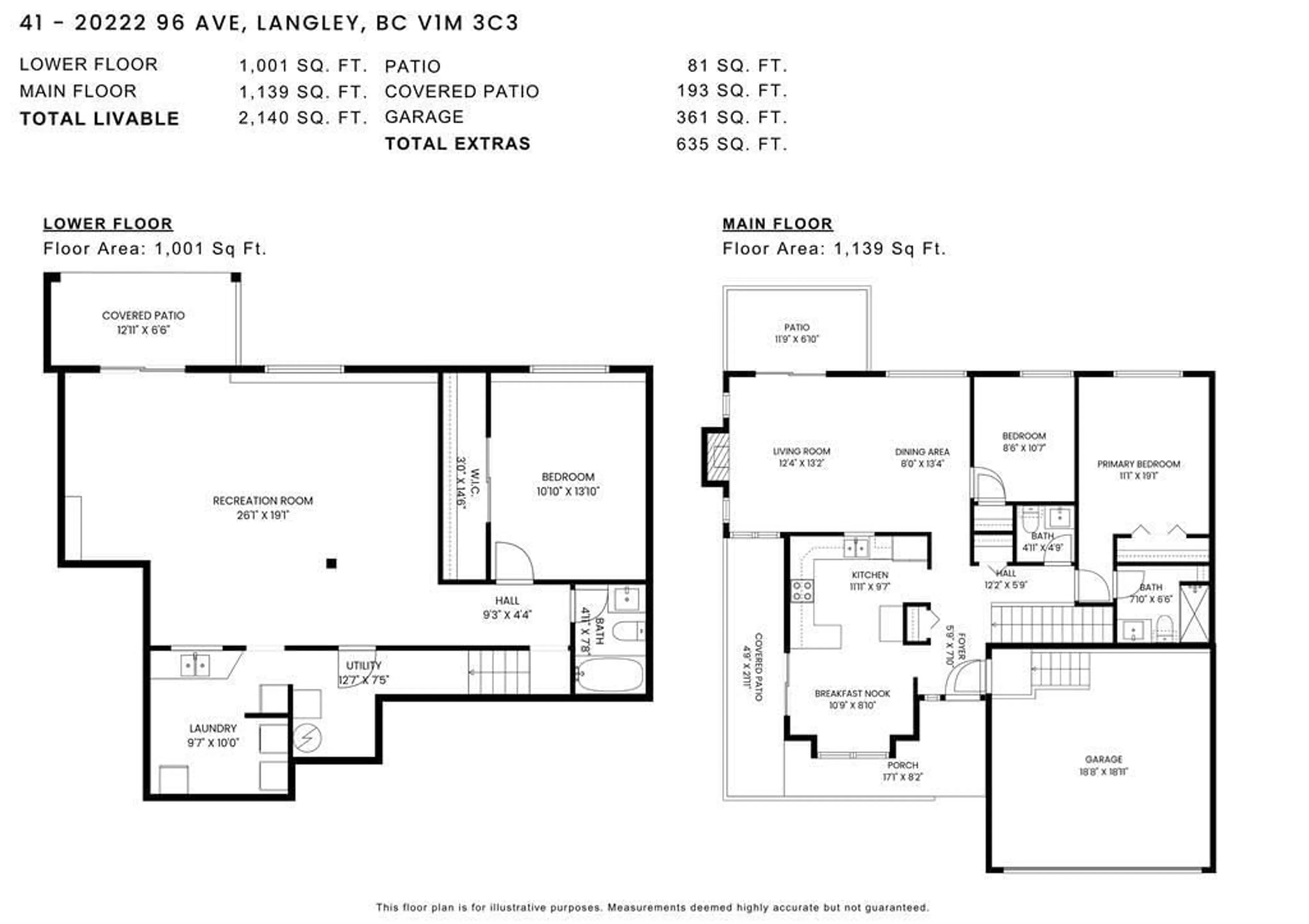 Floor plan for 41 - 20222 96 AVENUE, Langley British Columbia V1M3C3