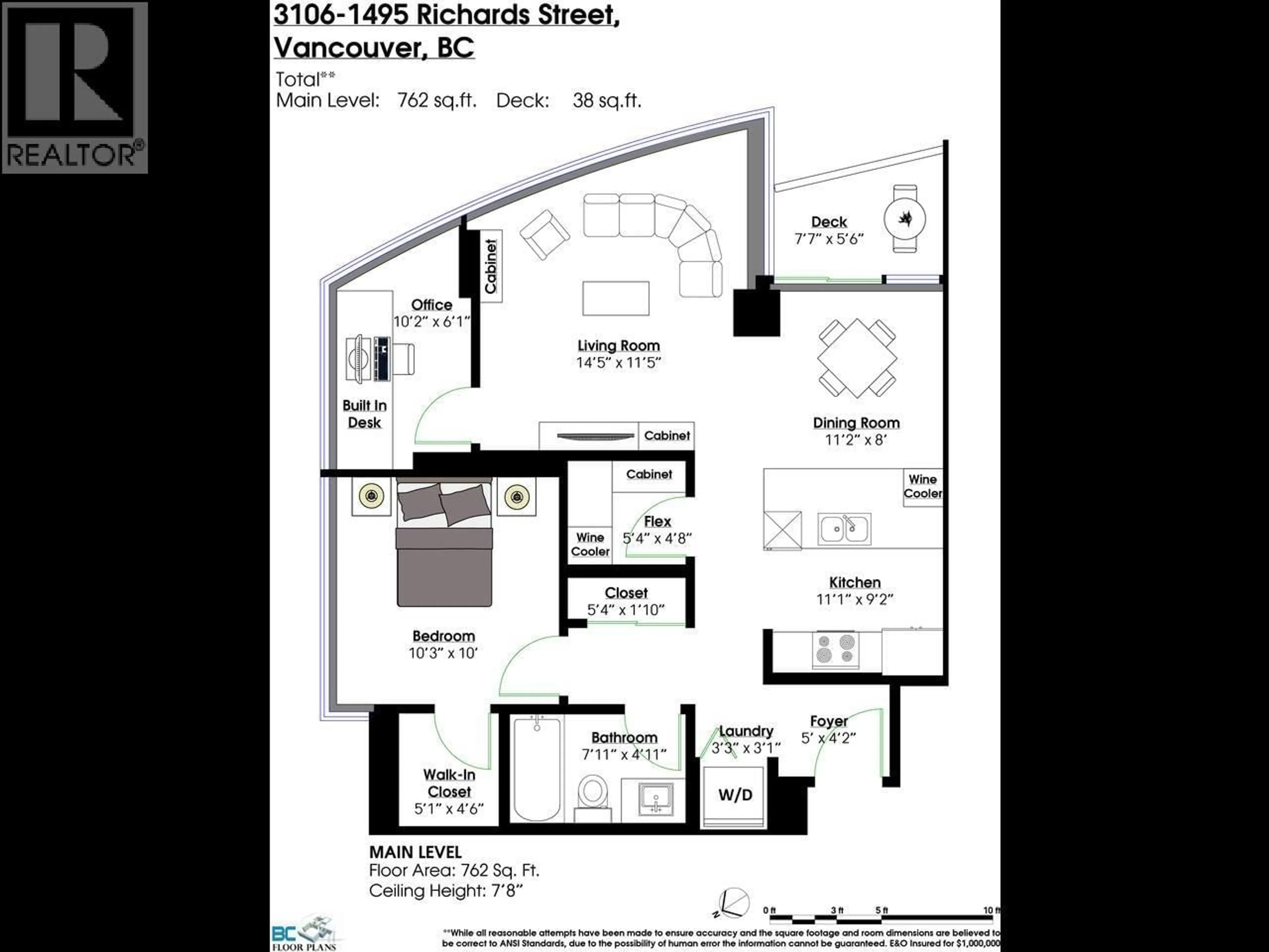 Floor plan for 3106 - 1495 RICHARDS STREET, Vancouver British Columbia V6Z3E3