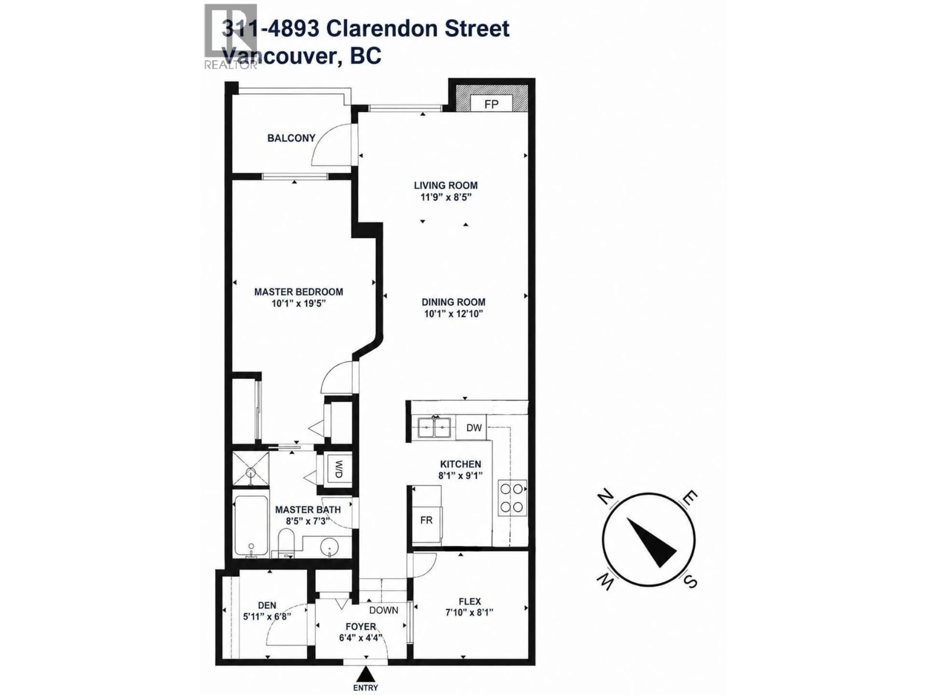 Floor plan for 311 - 4893 CLARENDON STREET, Vancouver British Columbia V5R3J3