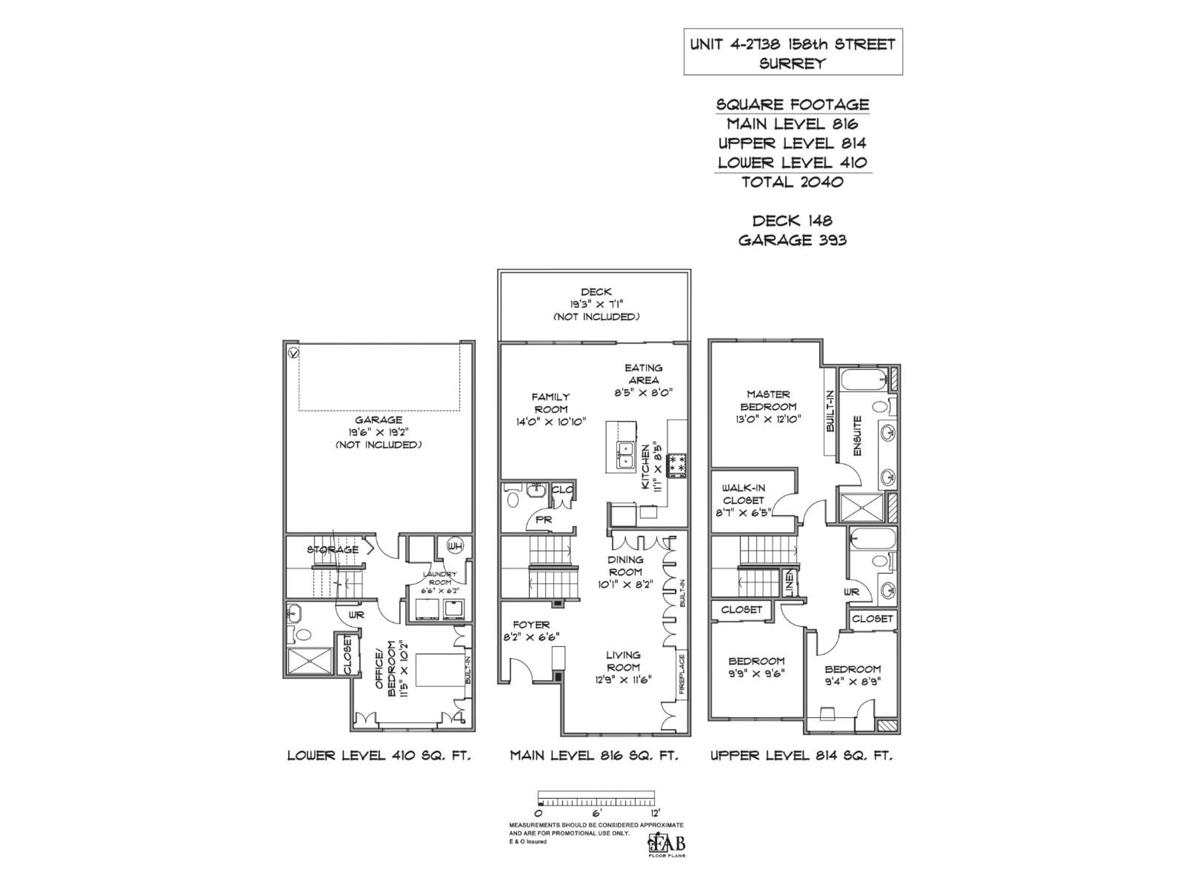 Floor plan for 4 - 2738 158 STREET, Surrey British Columbia V3Z3K3