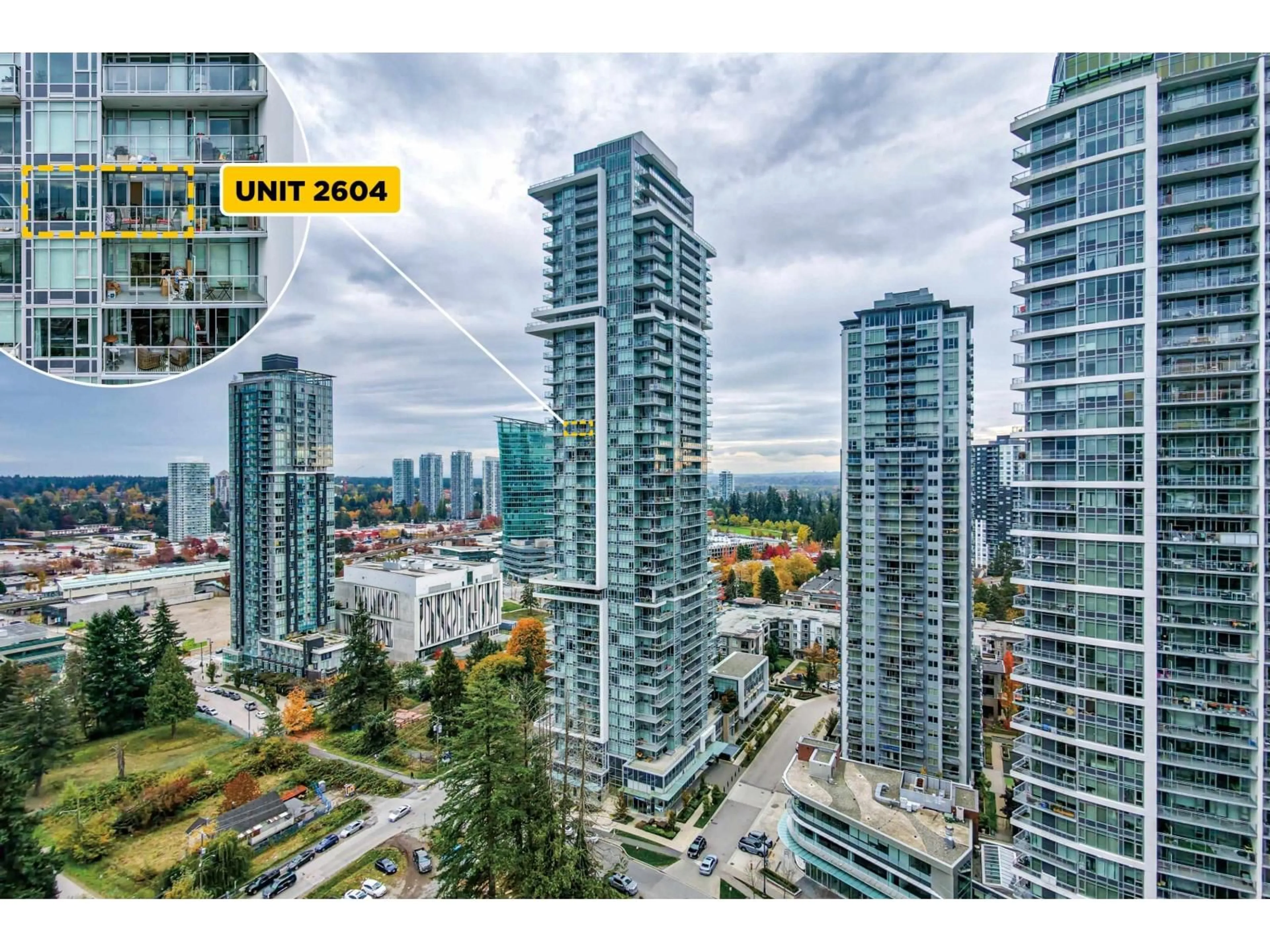 A pic from outside/outdoor area/front of a property/back of a property/a pic from drone, city buildings view from balcony for 2604 - 13350 CENTRAL AVENUE, Surrey British Columbia V3T0S1