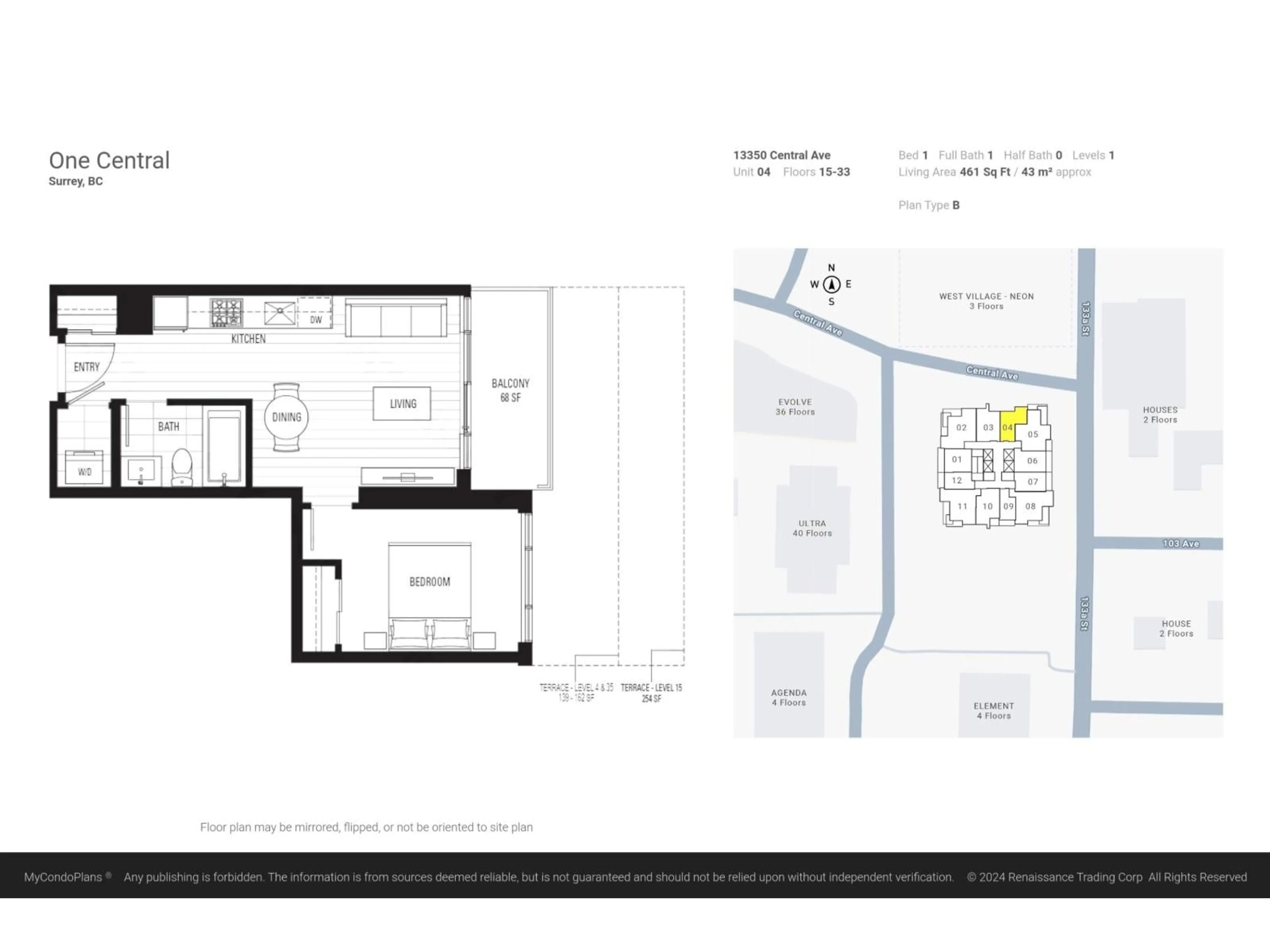 Floor plan for 2604 - 13350 CENTRAL AVENUE, Surrey British Columbia V3T0S1