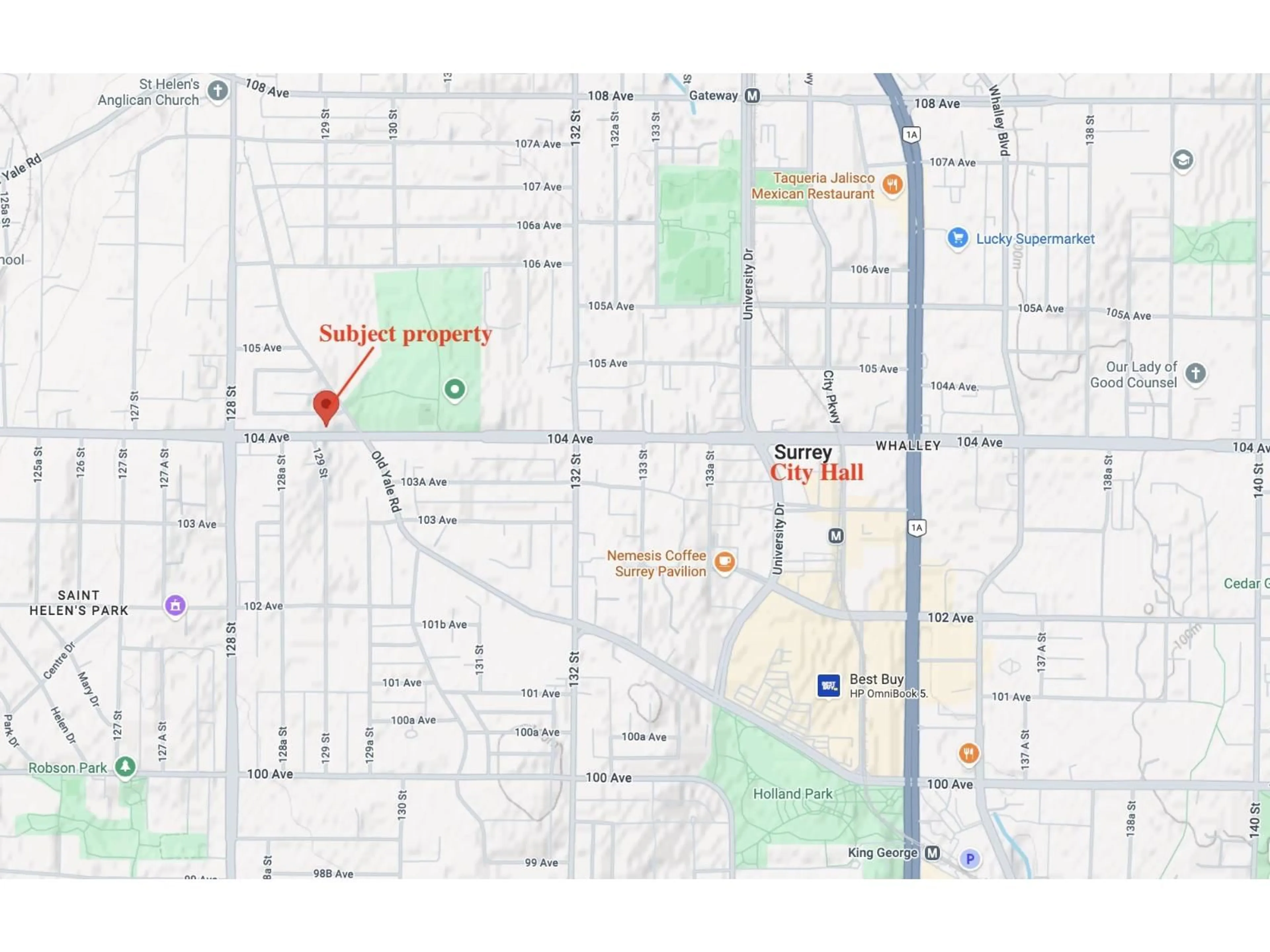Picture of a map for 12917 104 AVENUE, Surrey British Columbia V3T1T6