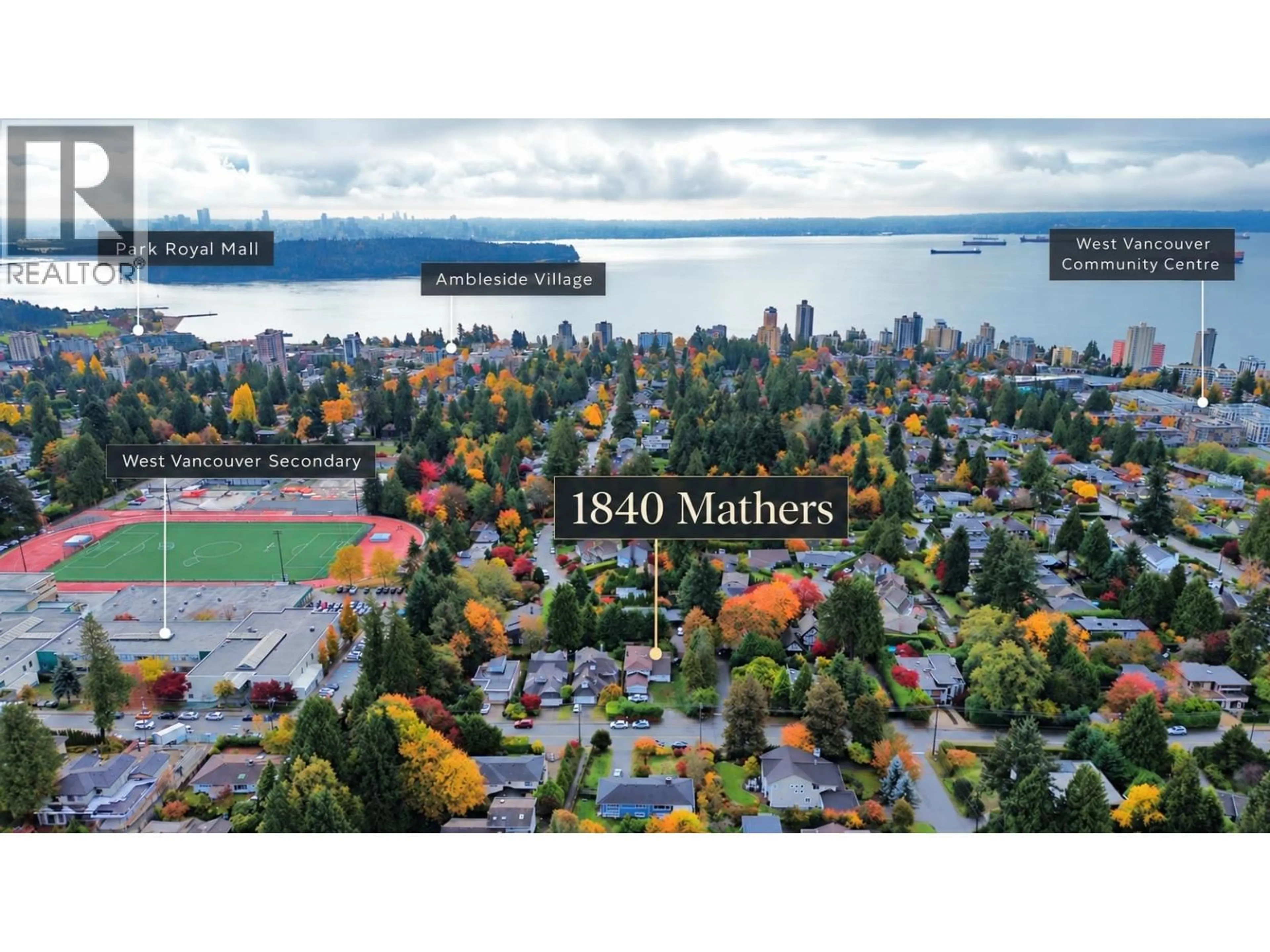 A pic from outside/outdoor area/front of a property/back of a property/a pic from drone, water/lake/river/ocean view for 1840 MATHERS AVENUE, West Vancouver British Columbia V7V2G7