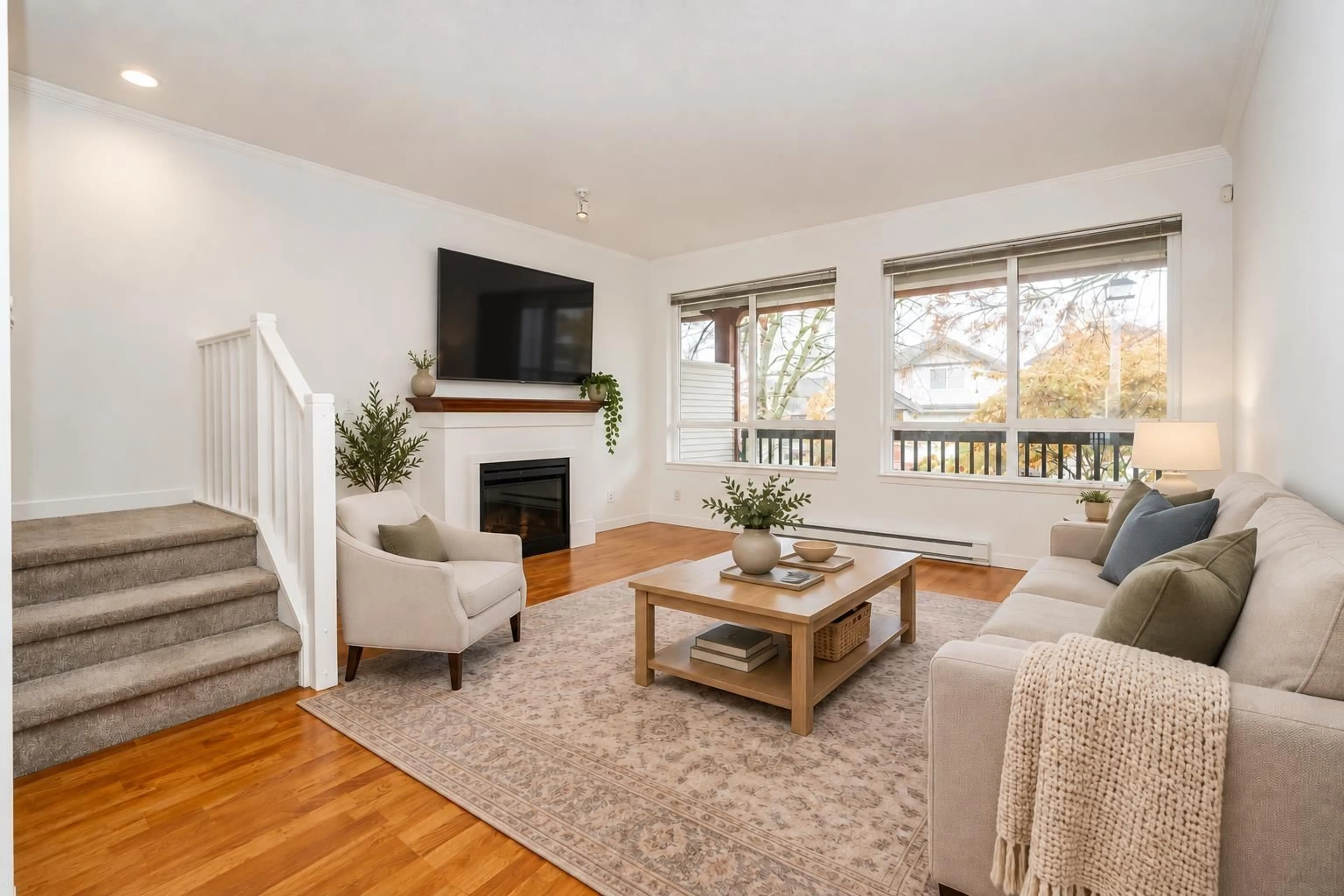 Living room with furniture, wood/laminate floor for 35 - 16772 61 AVENUE, Surrey British Columbia V3S4P2
