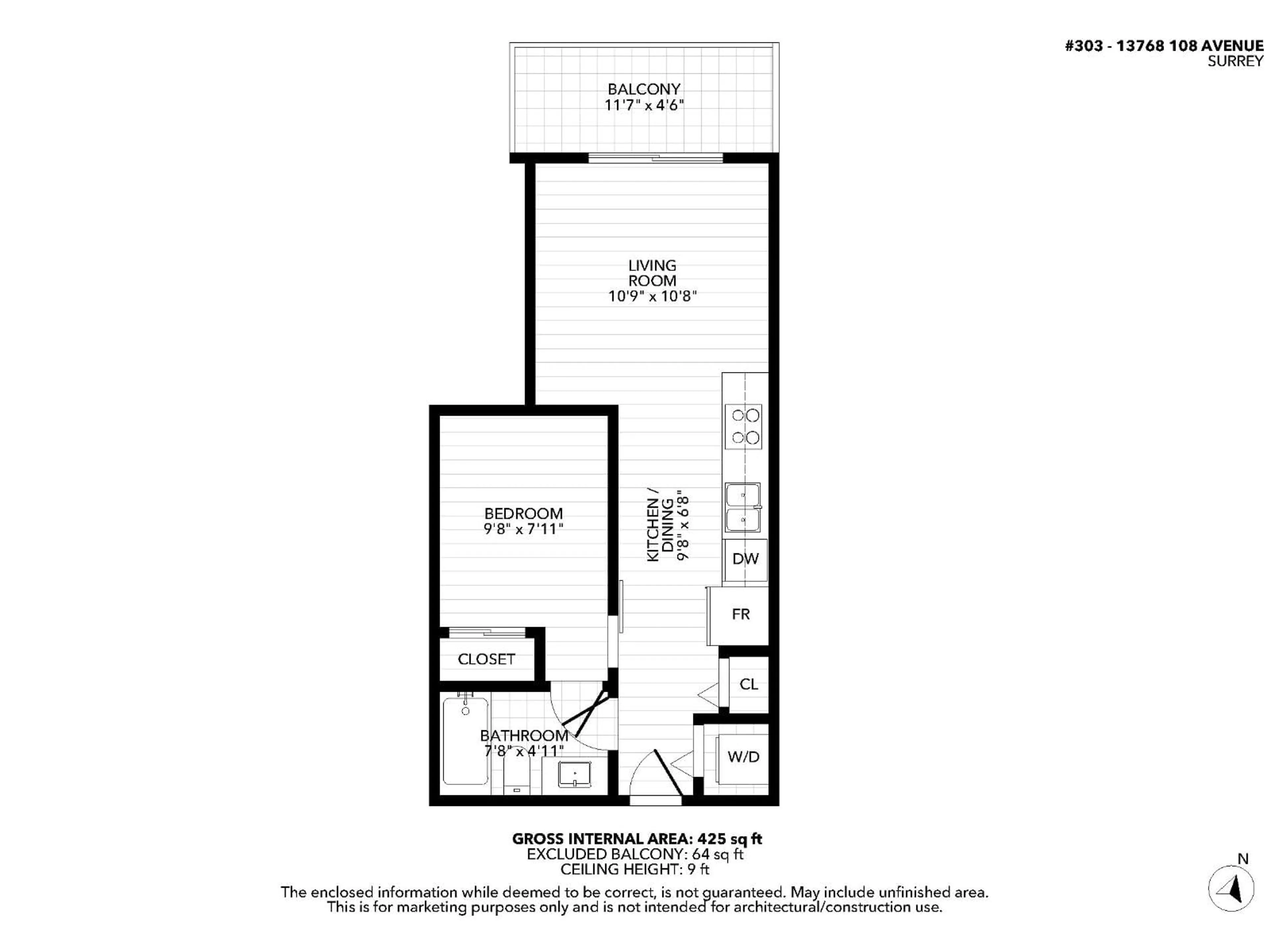 Floor plan for 303 - 13768 108 AVENUE, Surrey British Columbia V3T0L9