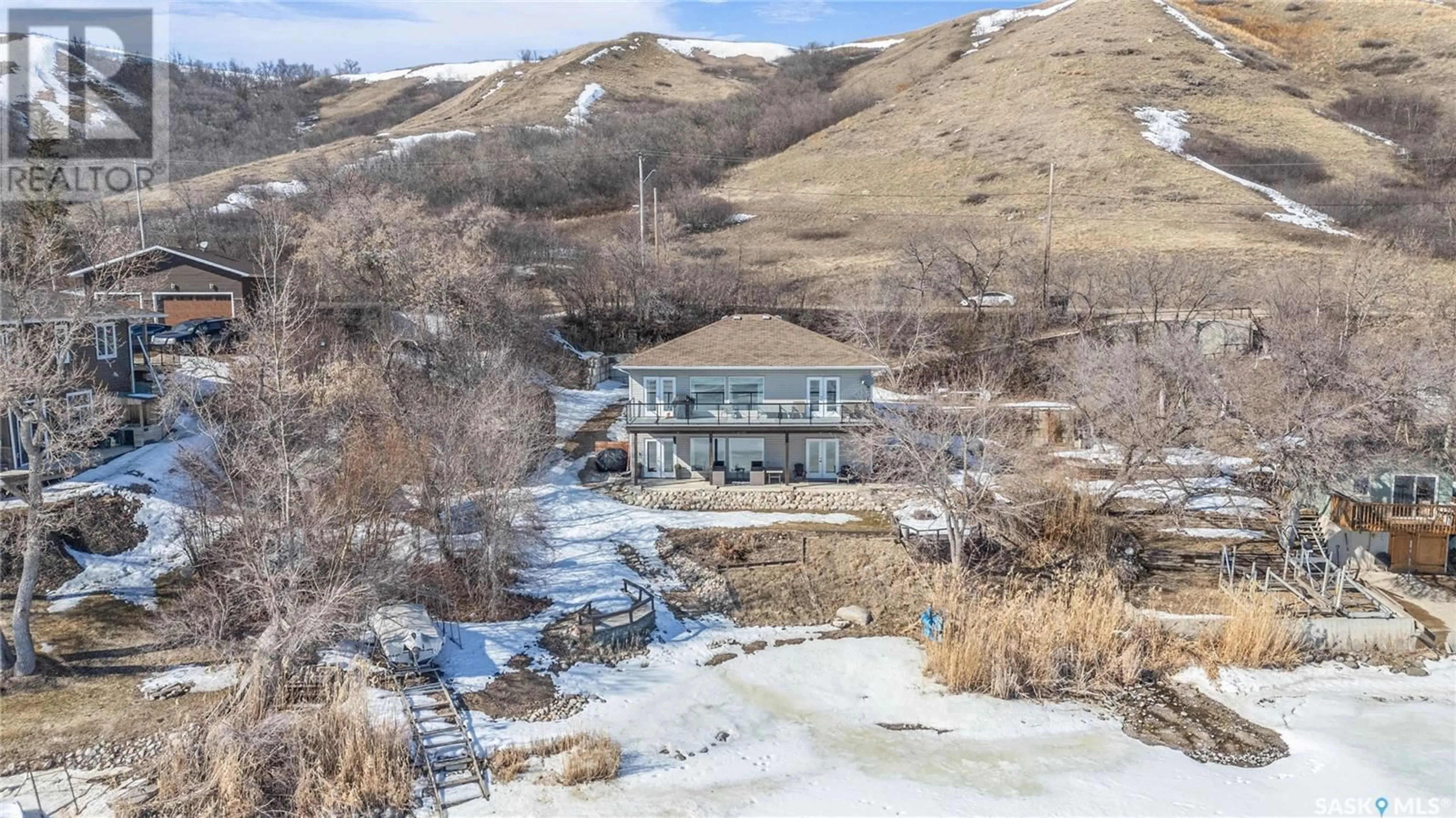 A pic from outside/outdoor area/front of a property/back of a property/a pic from drone, water/lake/river/ocean view for 174 PASQUA LAKE ROAD, North Qu'Appelle Rm No. 187 Saskatchewan S0G1S0