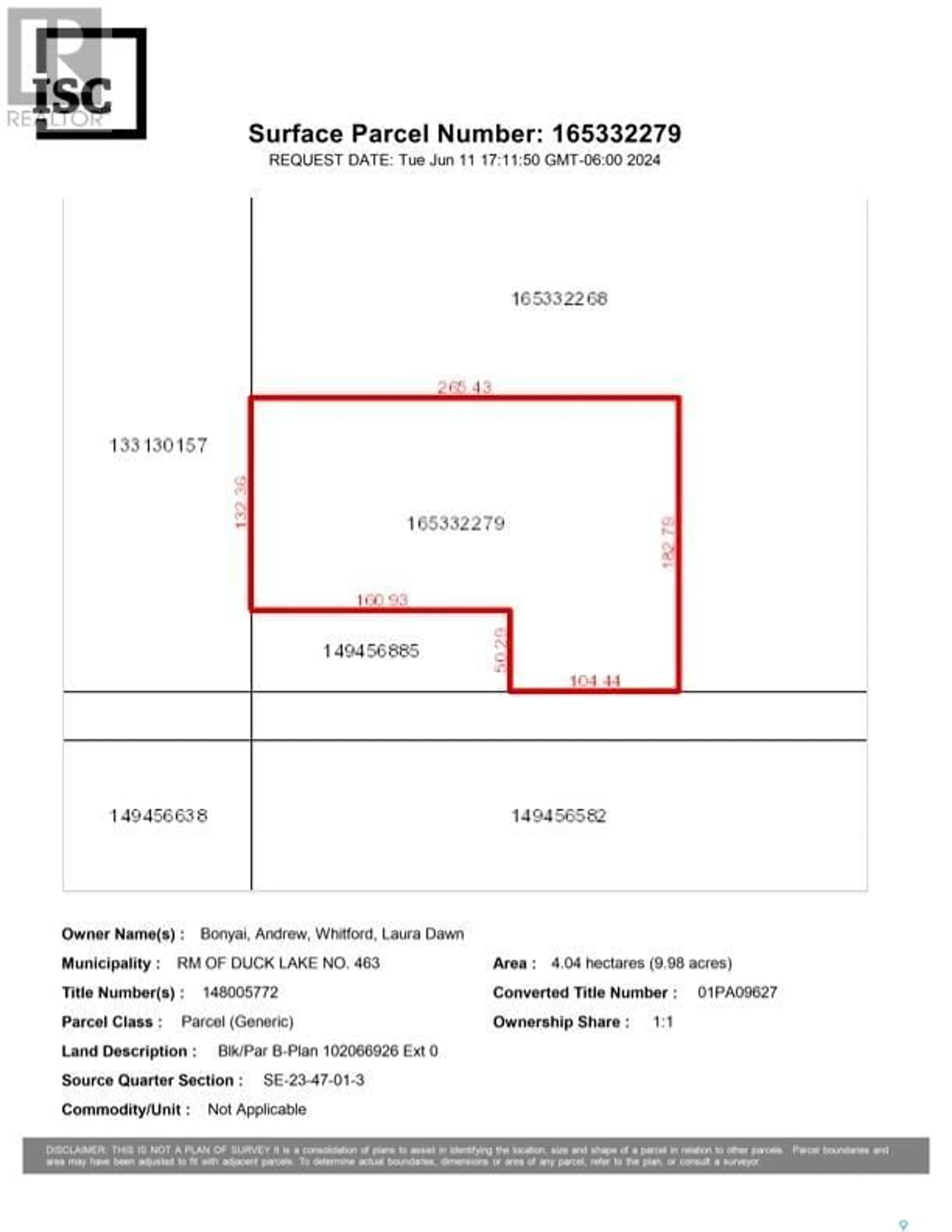 Floor plan for BONYAI WHITFORD ACREAGE, Duck Lake Rm No. 463 Saskatchewan S0K1J0
