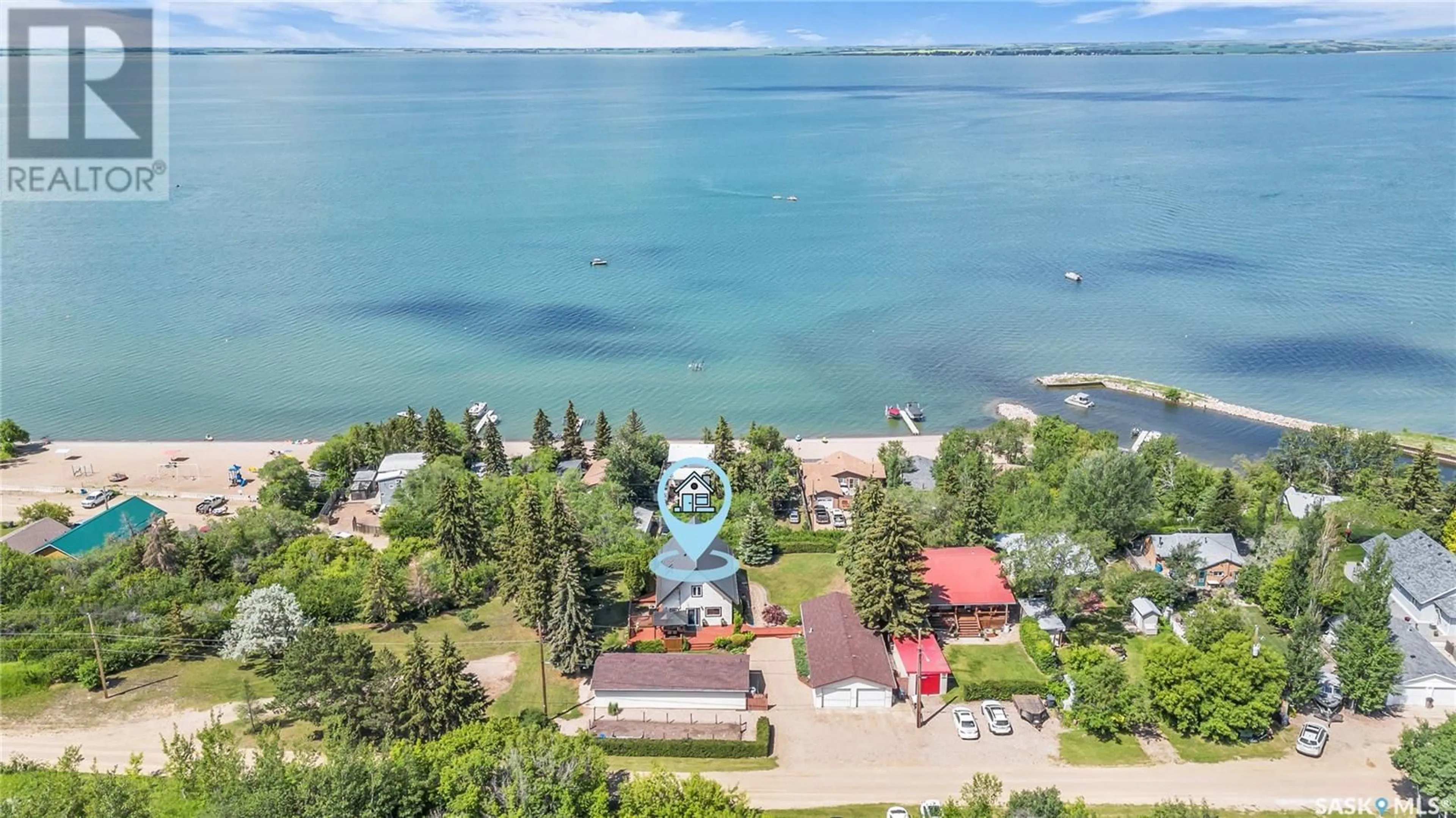 A pic from outside/outdoor area/front of a property/back of a property/a pic from drone, water/lake/river/ocean view for 8612 ARCHDEKIN DRIVE, Cochin Saskatchewan S0M0L0