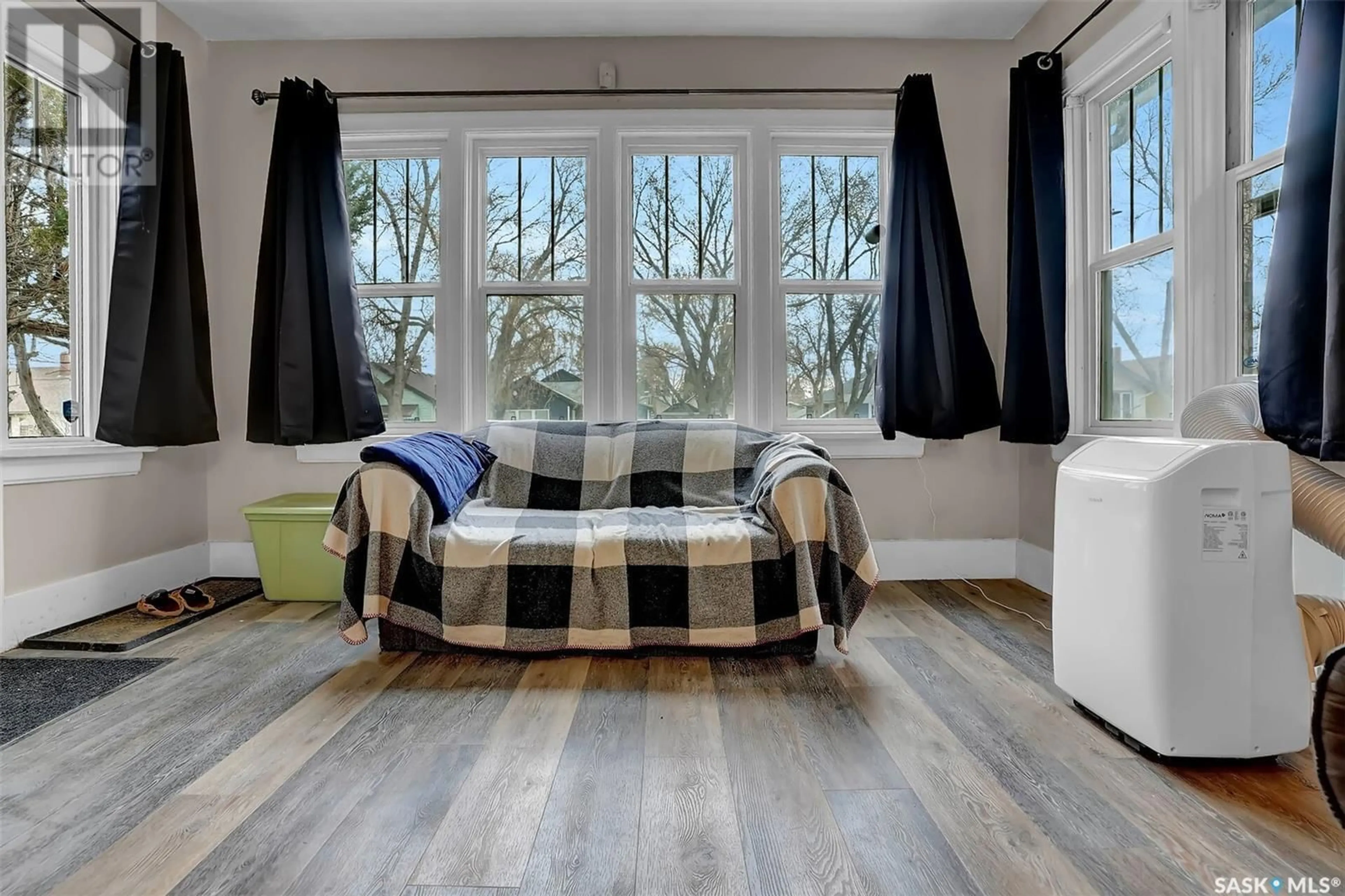 Bedroom with bed, wood/laminate floor for 2336 ATKINSON STREET, Regina Saskatchewan S4N3X3