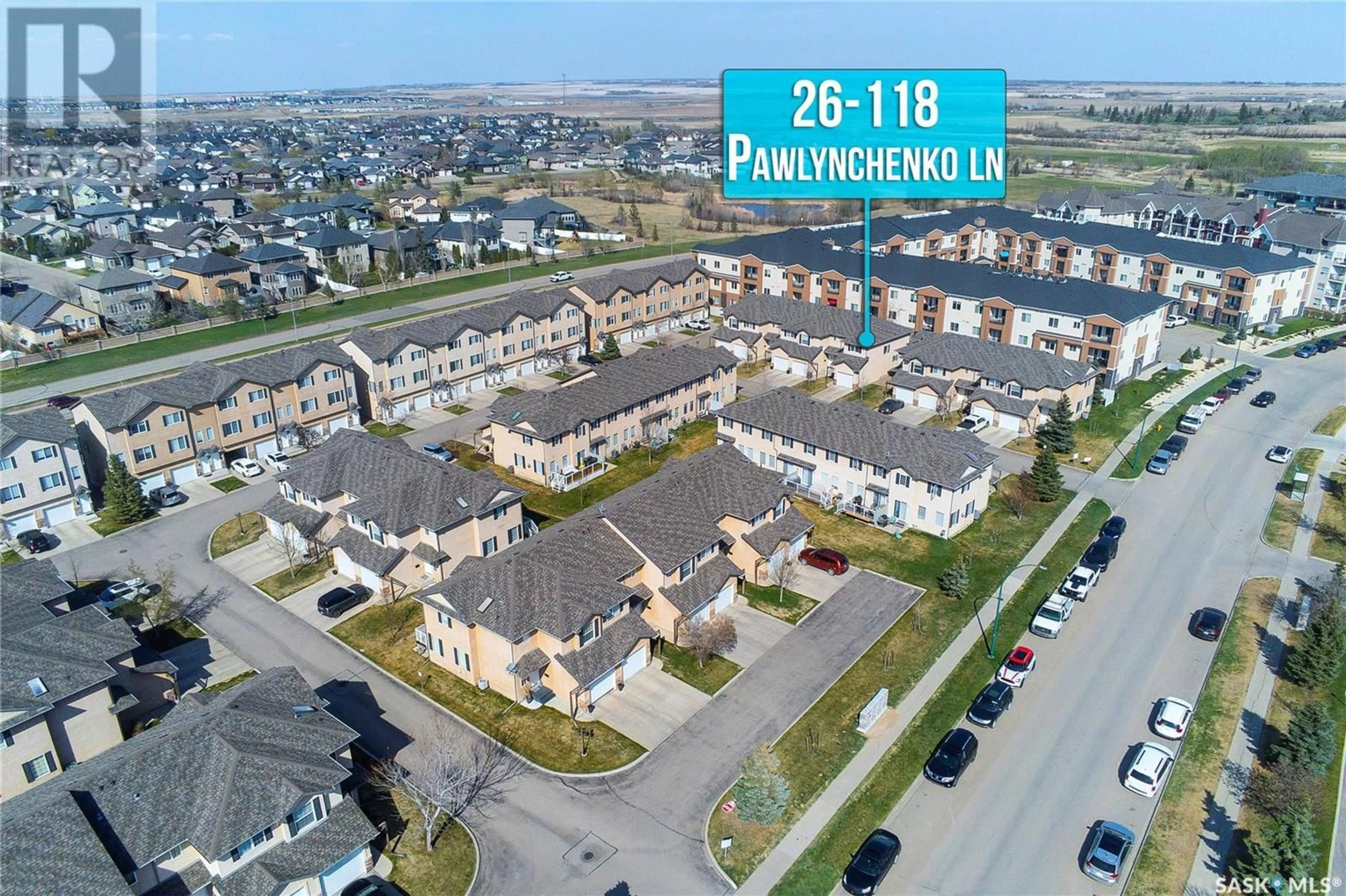 A pic from outside/outdoor area/front of a property/back of a property/a pic from drone, street for 26 118 PAWLYCHENKO LANE, Saskatoon Saskatchewan S7V1K1