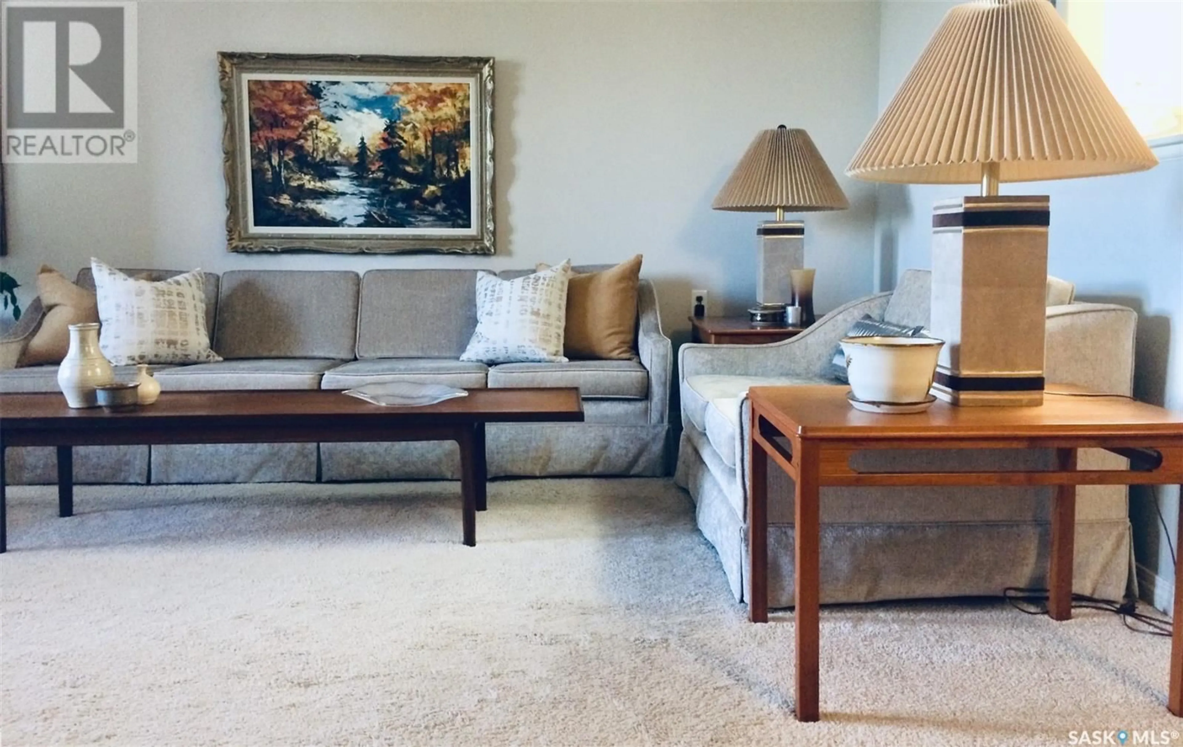 Living room with furniture, carpet floor for 217 - 1622 ACADIA DRIVE, Saskatoon Saskatchewan S7H5H7