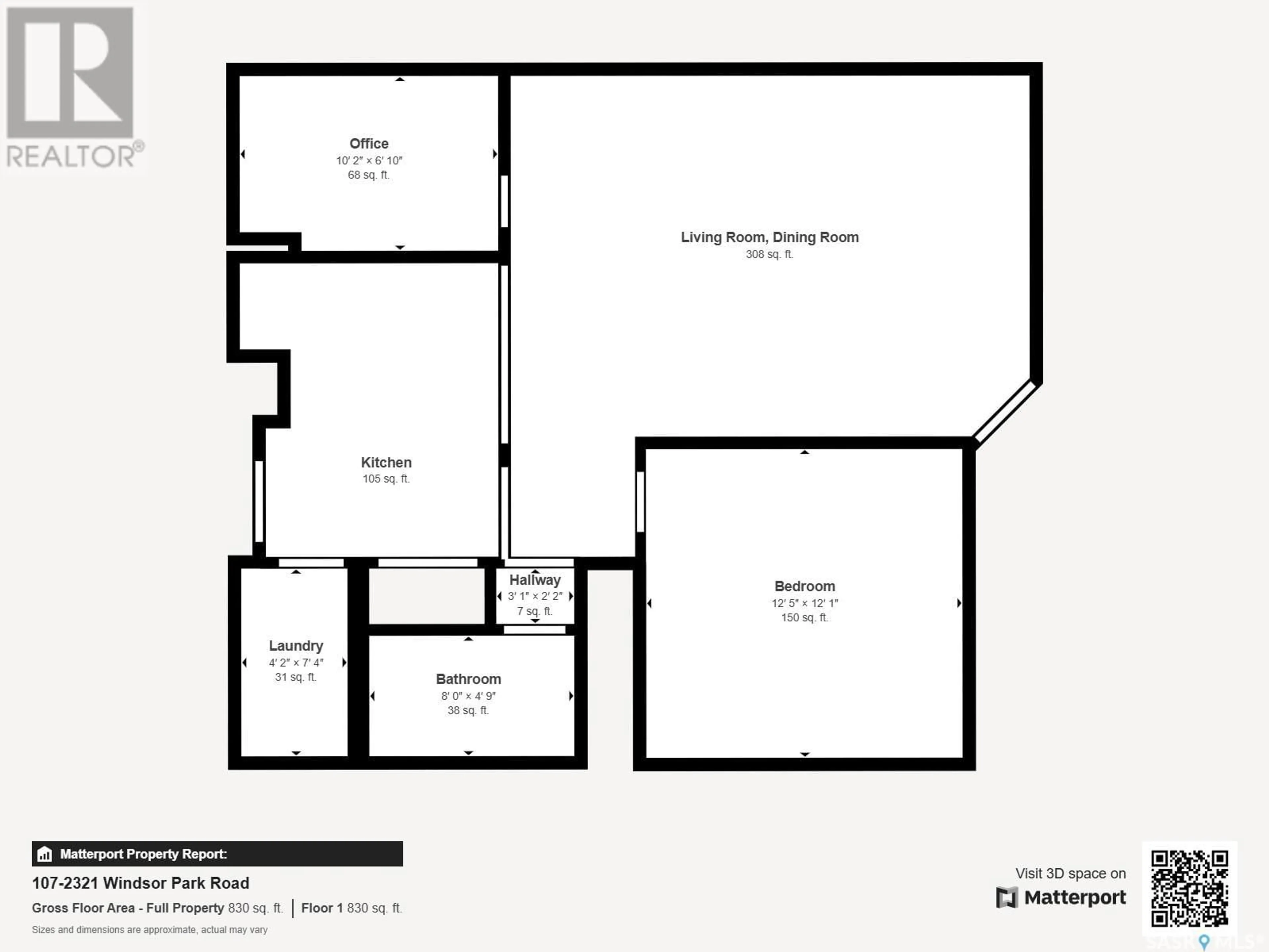 Floor plan for 107 - 2321 WINDSOR PARK ROAD, Regina Saskatchewan S4V3N2
