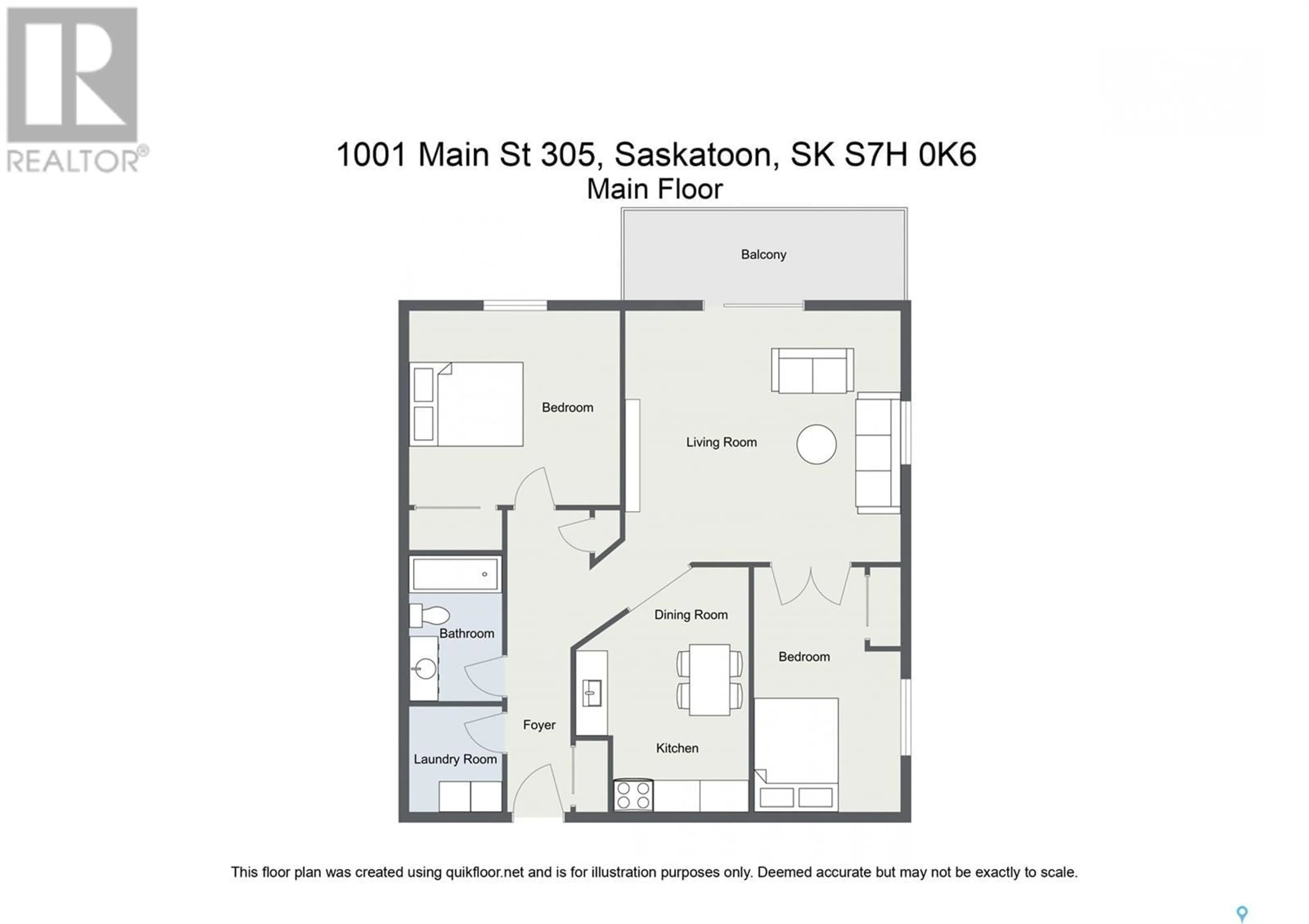 Floor plan for 305 - 1001 MAIN STREET, Saskatoon Saskatchewan S7H0K6