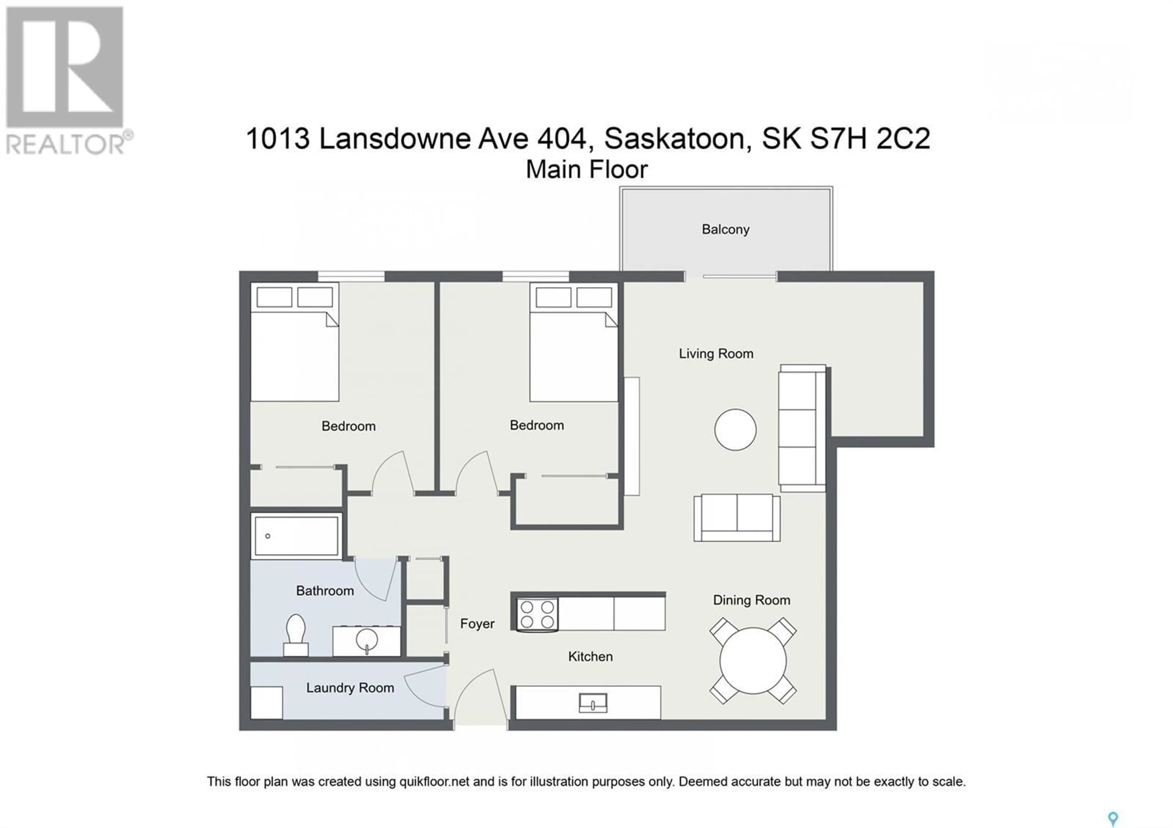 Floor plan for 404 1013 LANSDOWNE AVENUE, Saskatoon Saskatchewan S7H2C2