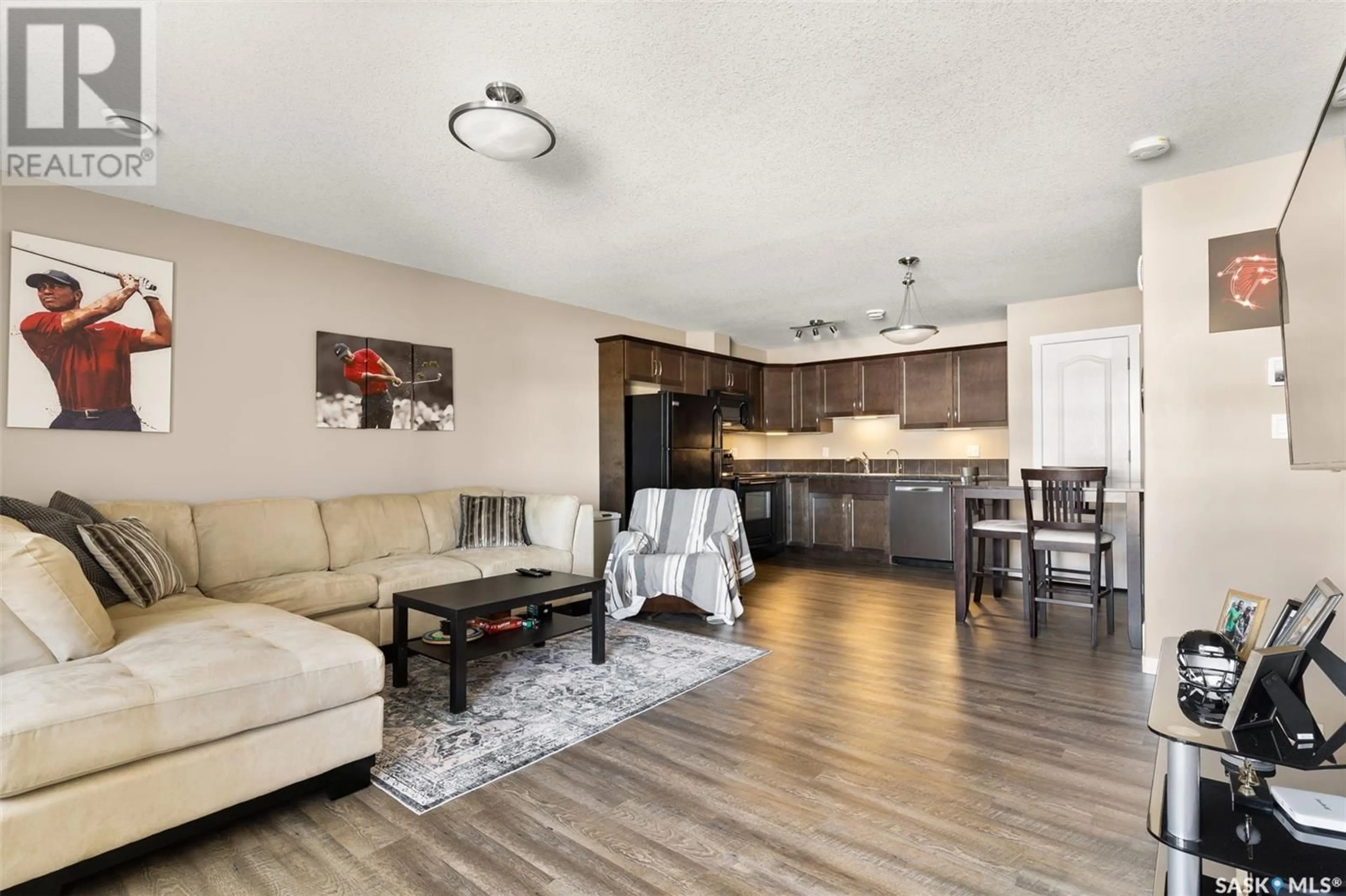 Living room with furniture, wood/laminate floor for 212 1220 EMPRESS STREET, Regina Saskatchewan S4T1G7