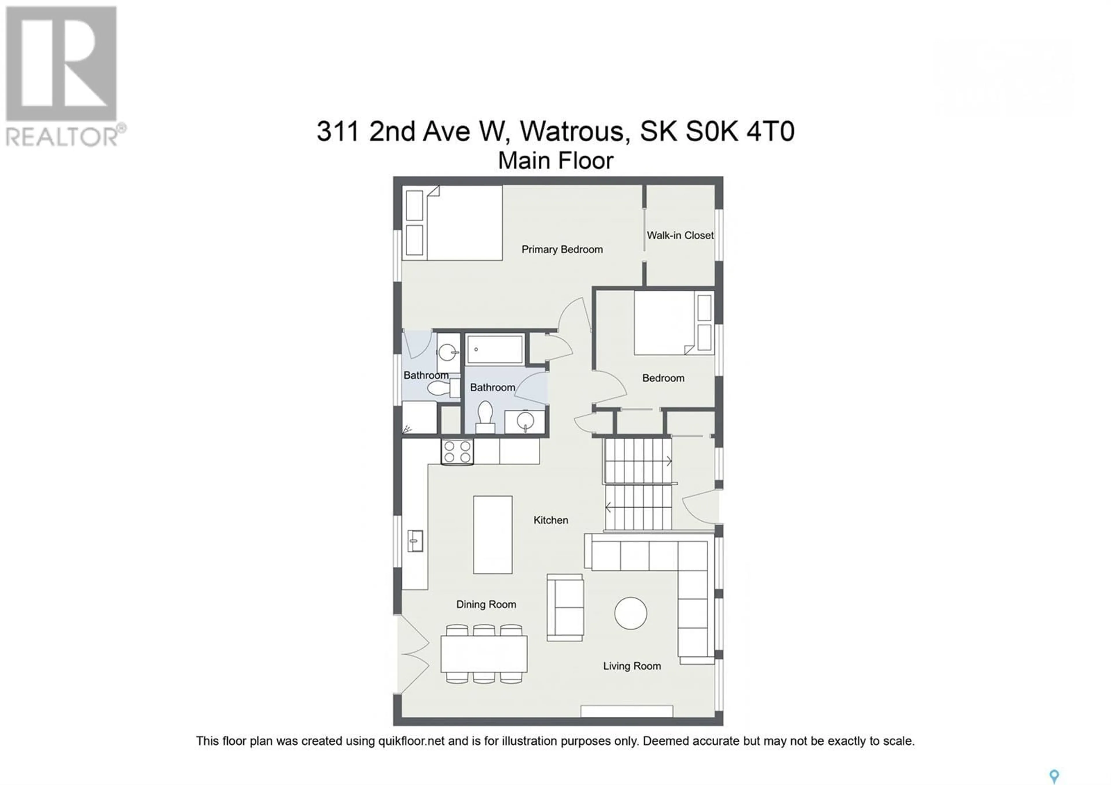 Floor plan for W - 311 2ND AVENUE, Watrous Saskatchewan S0K4T0