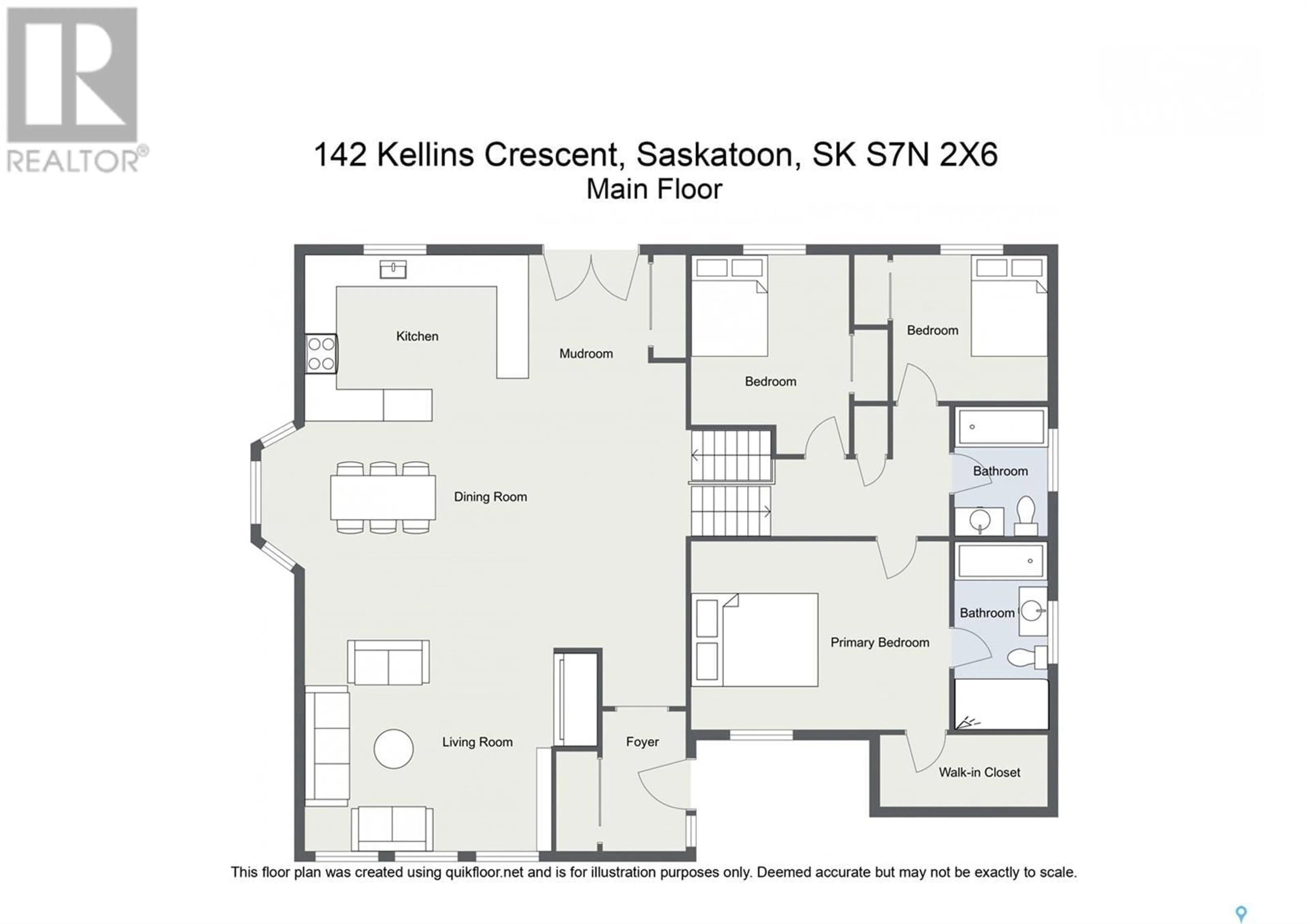 Floor plan for 142 KELLINS CRESCENT, Saskatoon Saskatchewan S7N2X6