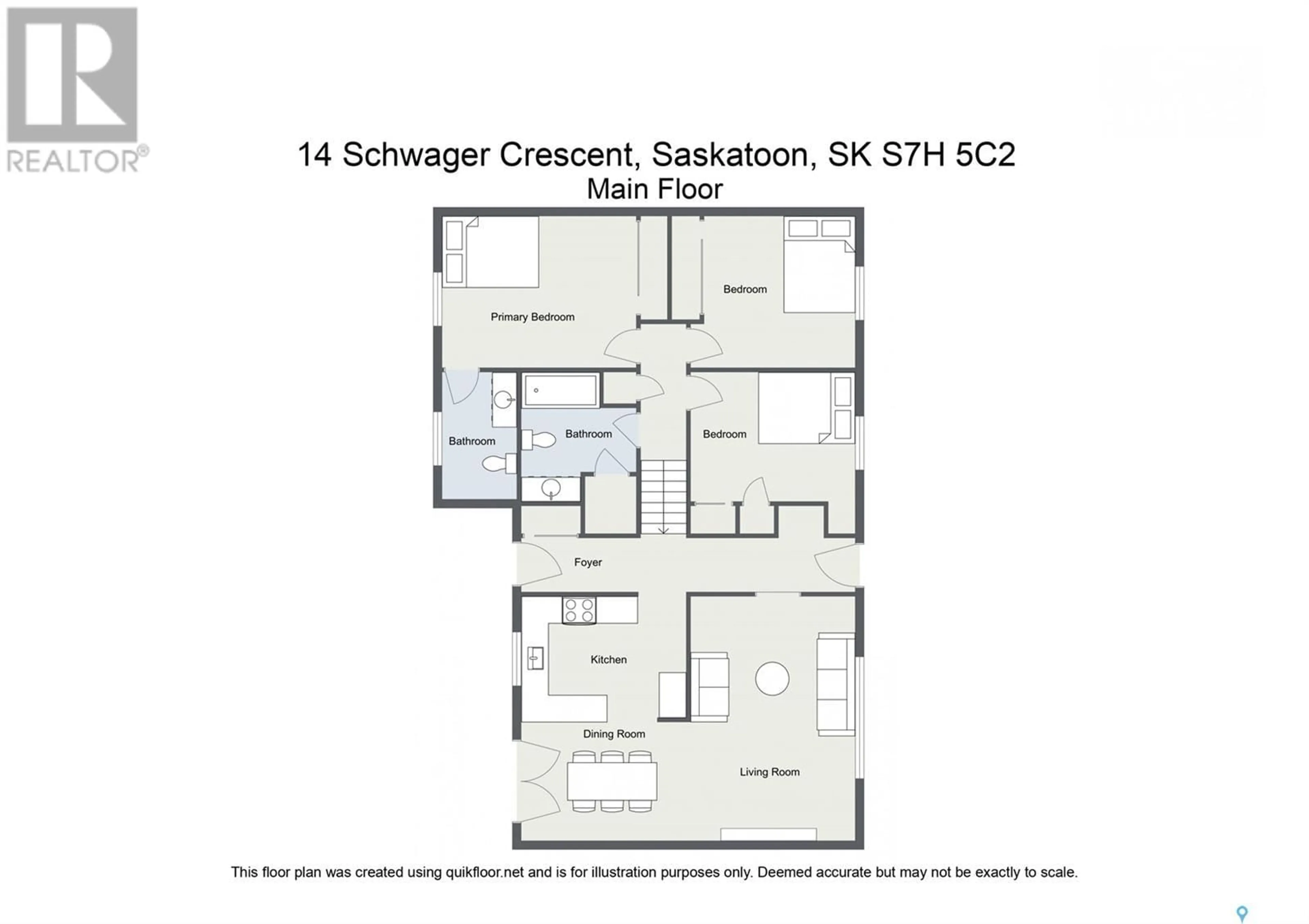 Floor plan for 14 SCHWAGER CRESCENT, Saskatoon Saskatchewan S7H5C2