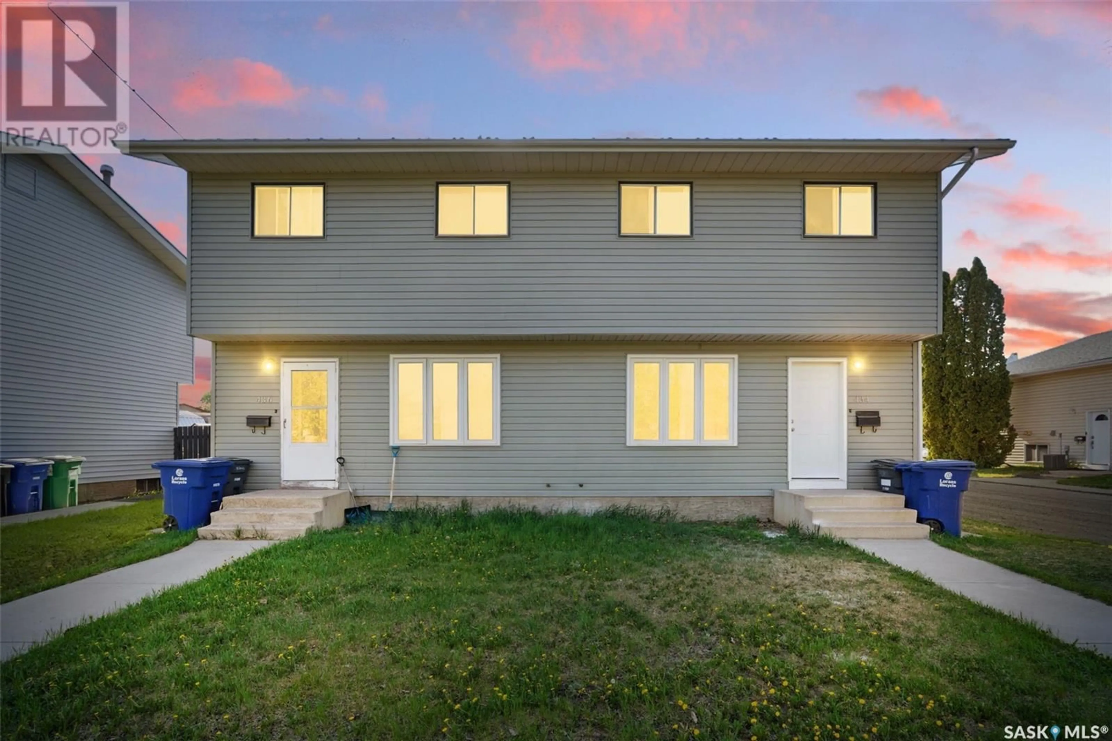 Home with vinyl exterior material, street for 434 & 436 BERINI DRIVE, Saskatoon Saskatchewan S7N3N5