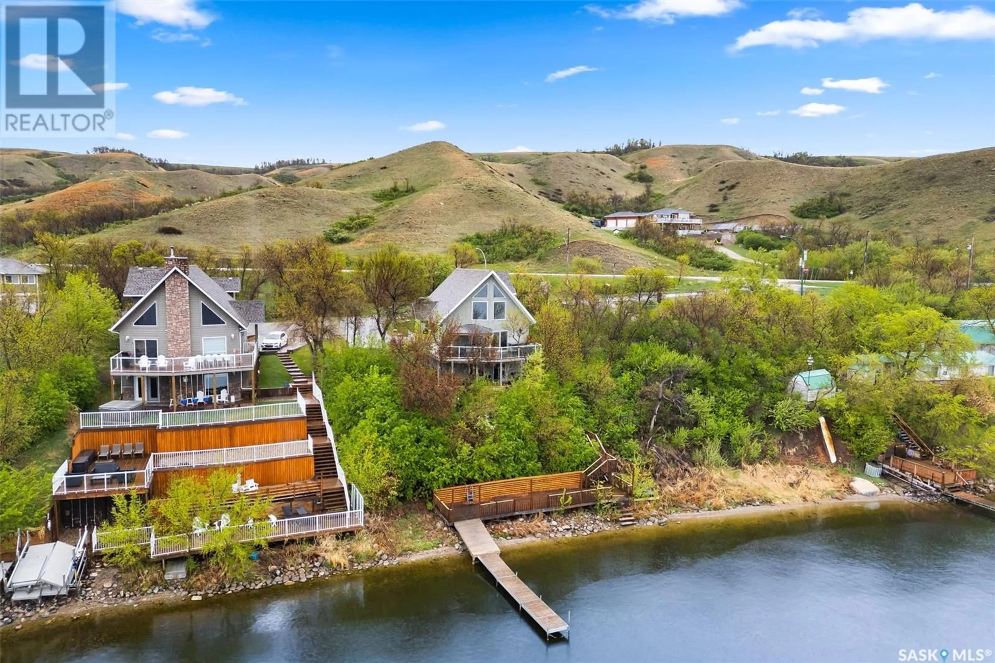 A pic from outside/outdoor area/front of a property/back of a property/a pic from drone, water/lake/river/ocean view for 4 AARON DRIVE, Echo Lake Saskatchewan S0G1S0