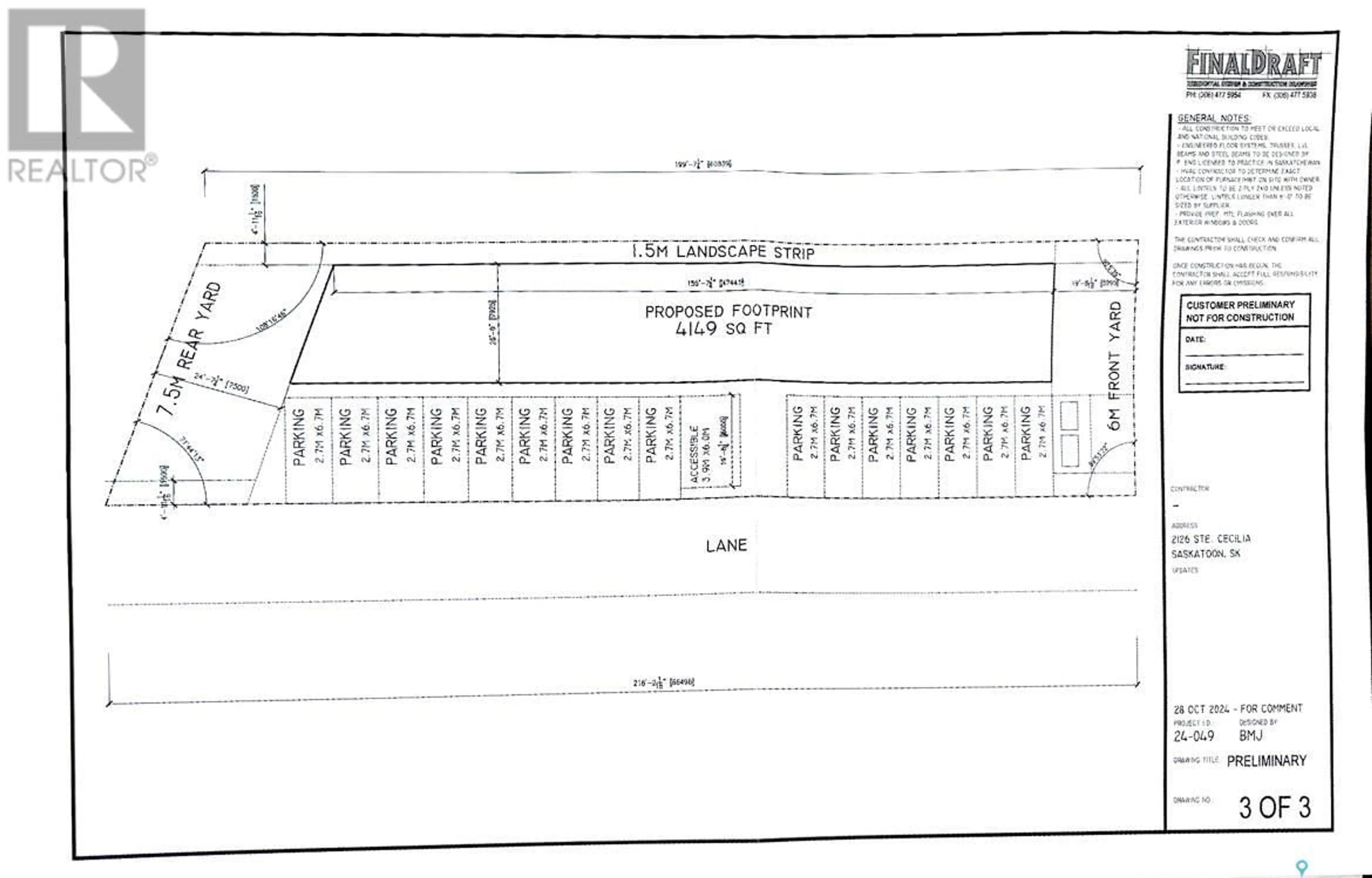 Floor plan for 2126 STE CECILIA AVENUE, Saskatoon Saskatchewan S7M0P2